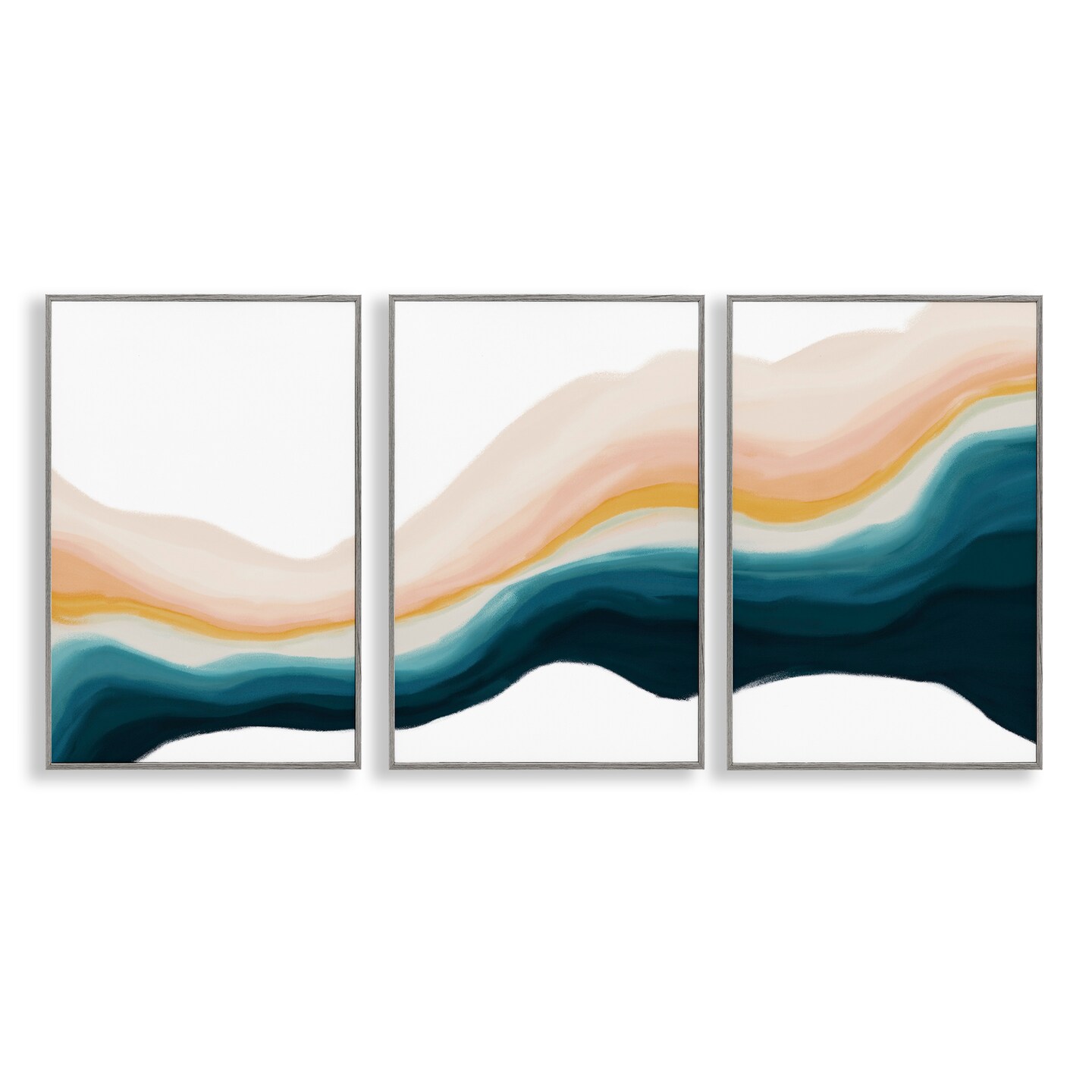 Stupell Industries Fluid Peach Swirl 3pc Framed Giclee Wall Art Set Design by JJ Design House, LLC.