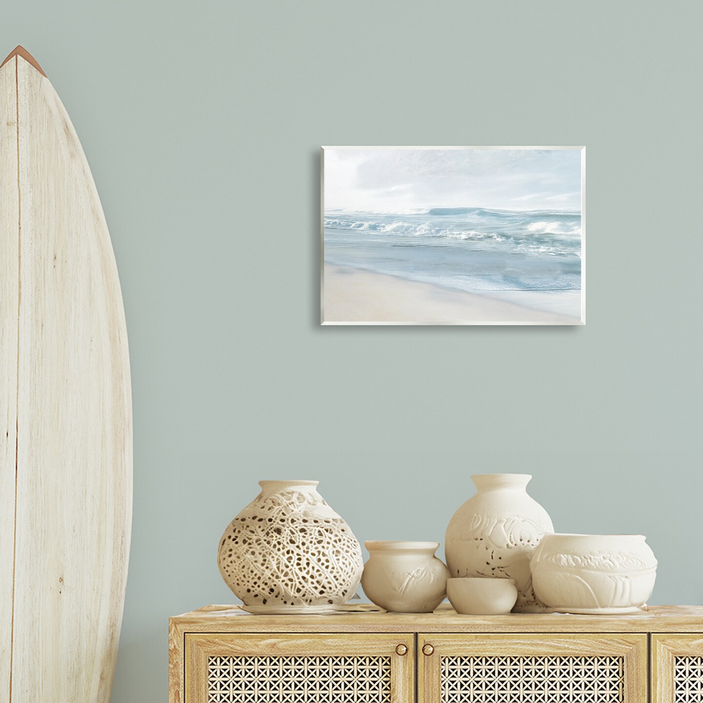 Stupell Industries Calm Blue Beach Waves Wall Plaque Art Design by Mike Calascibetta