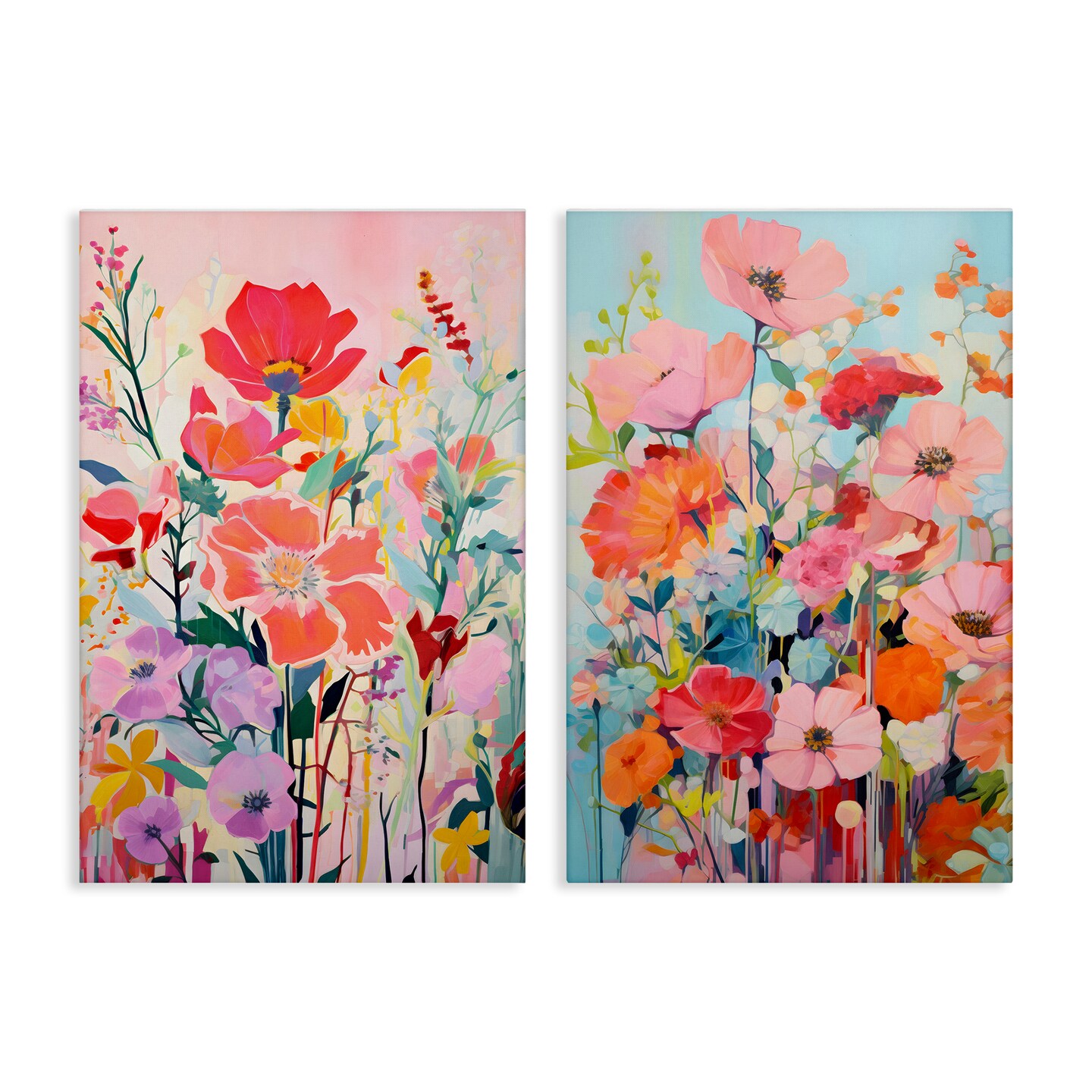 Stupell Industries Bright Contemporary Flowers 2pc Canvas Wall Art Set Design by LSR Design Studio