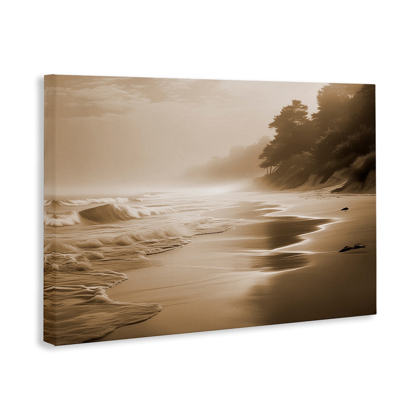 Stupell Industries Sepia Smooth Beach Landscape Canvas Wall Art Design by Noah Bay