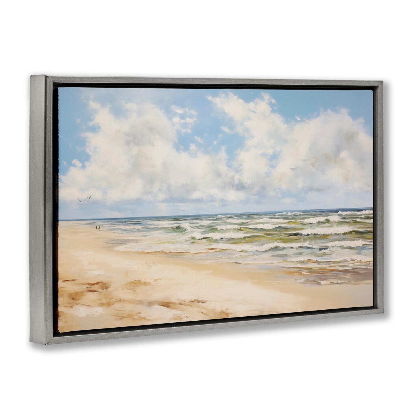 Stupell Industries Cloudy Summer Beach Floater Framed Canvas Wall Art Design by LSR Design Studio