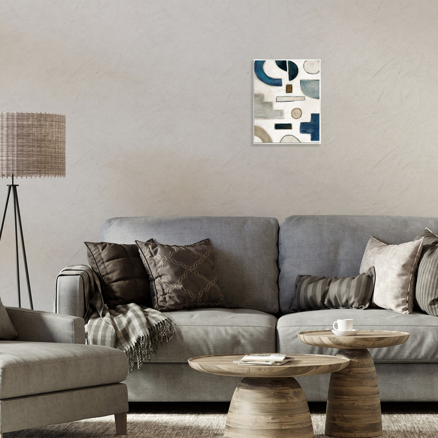 Stupell Industries Neutral Shapes Blue & Beige Wall Plaque Art Design by Emma Peal