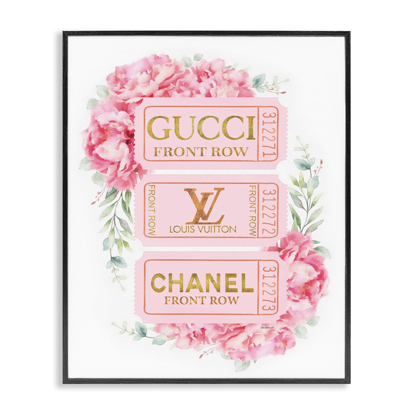 Stupell Industries Pink & Gold Glam Tickets Framed Giclee Wall Art Design by Amanda Greenwood