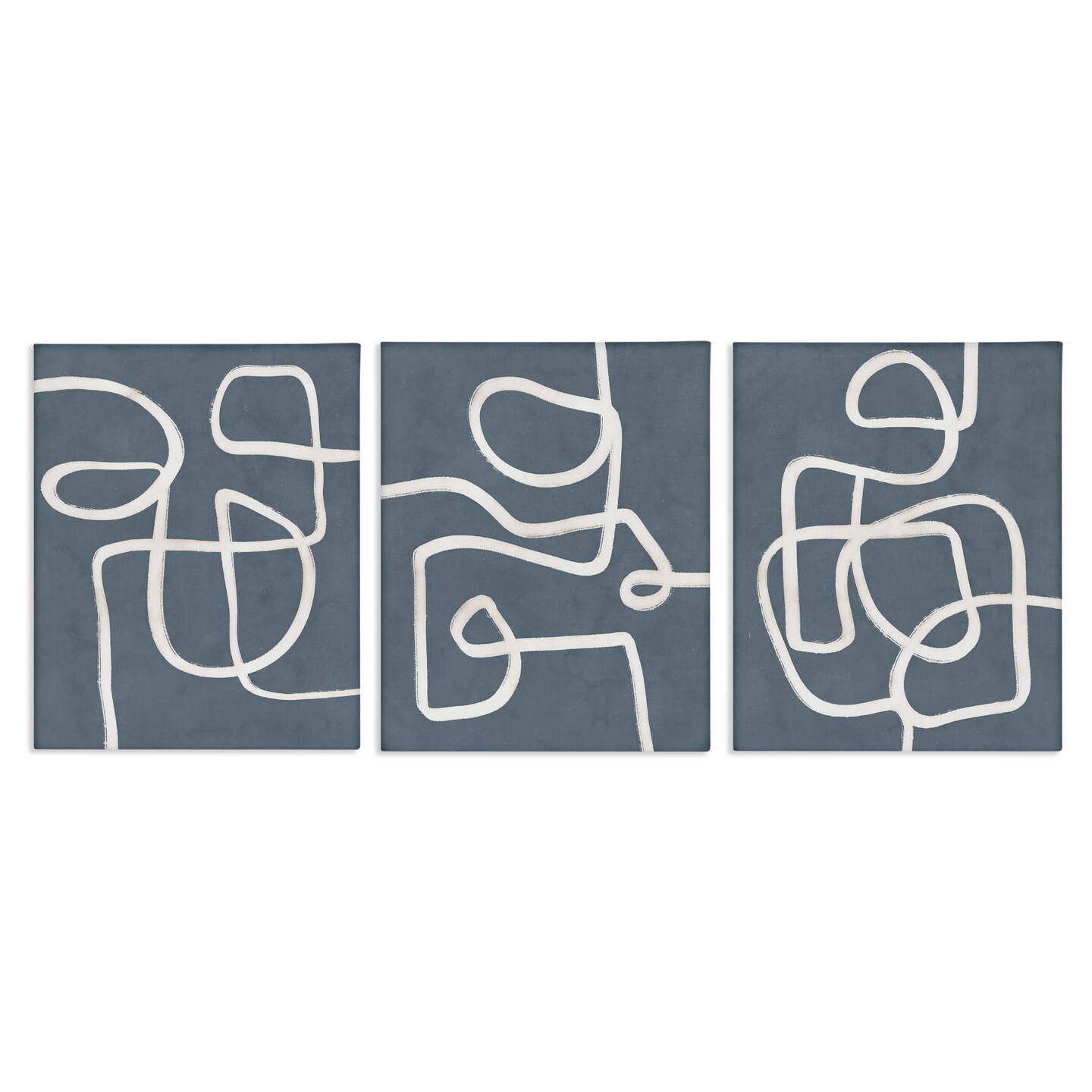Stupell Industries Squiggles on Grey 3pc Canvas Wall Art Set Design by Nina Blue