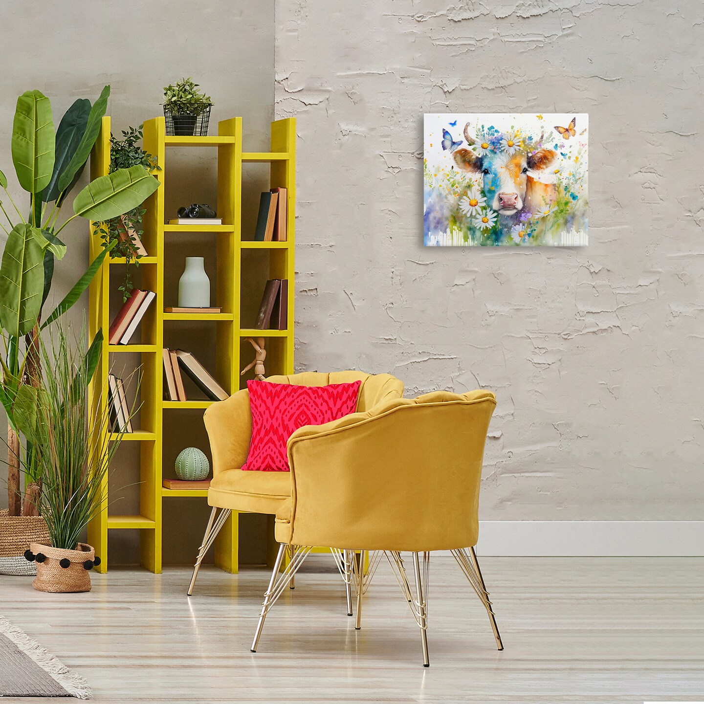 Stupell Industries Modern Cottage Cow Canvas Wall Art Design by Alina Georgescu
