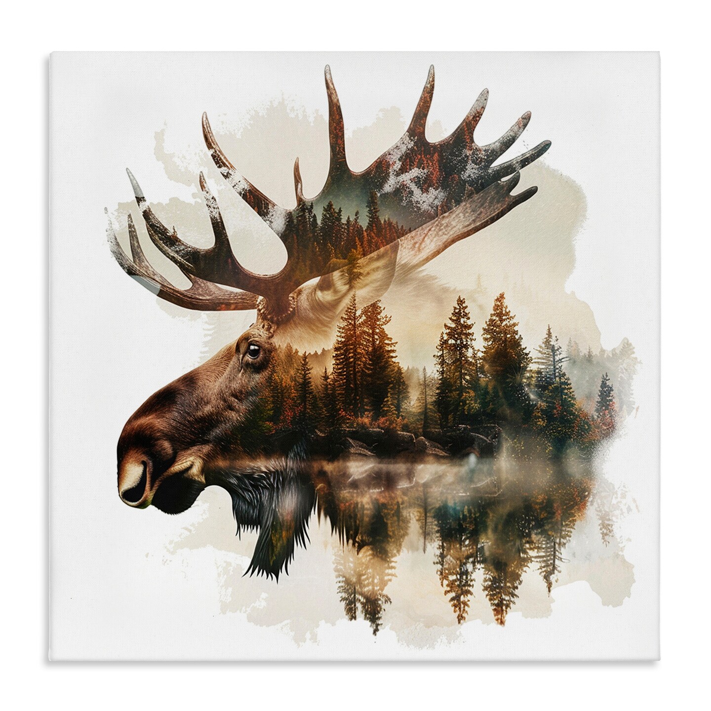 Stupell Industries Moose Antlers Silhouette Canvas Wall Art Design by LSR Design Studio