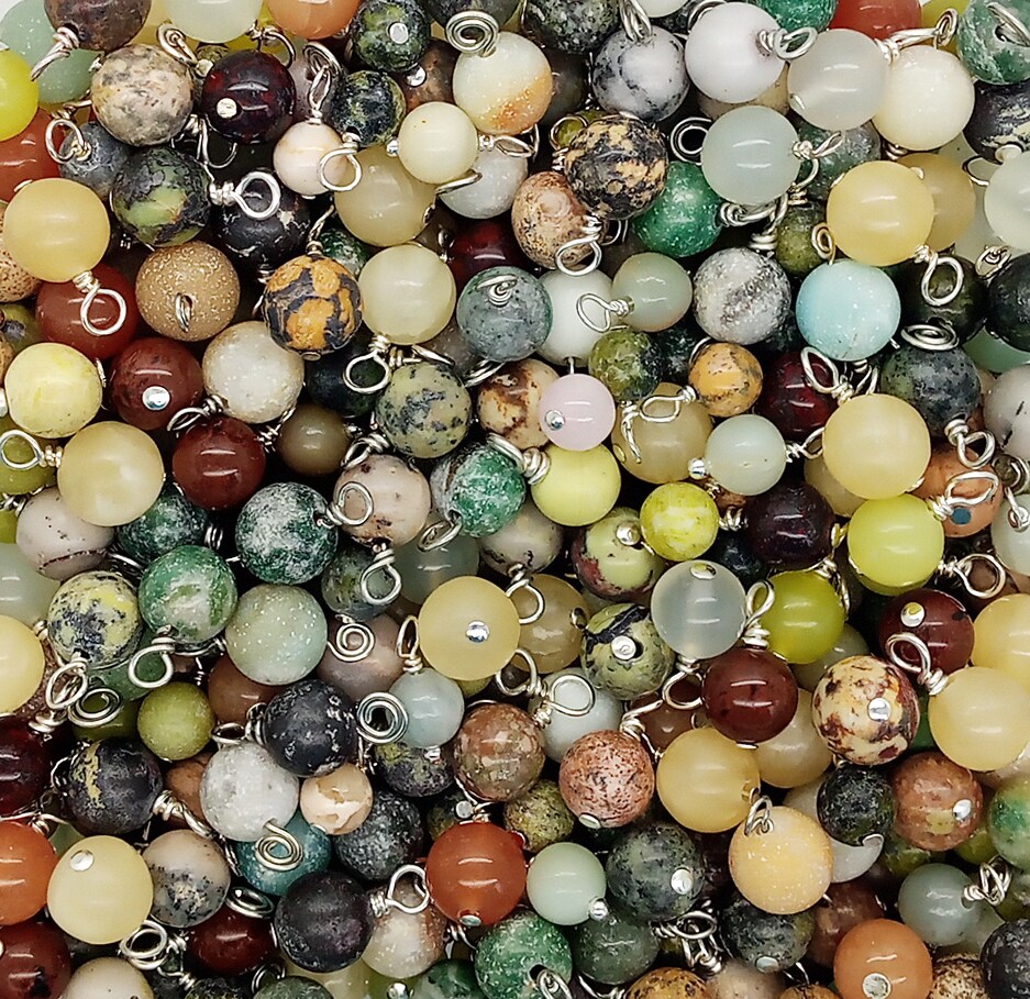Mixed Gemstone Dangles, 20 pc, Variety Pack of Small Bead Charms, Adorabilities