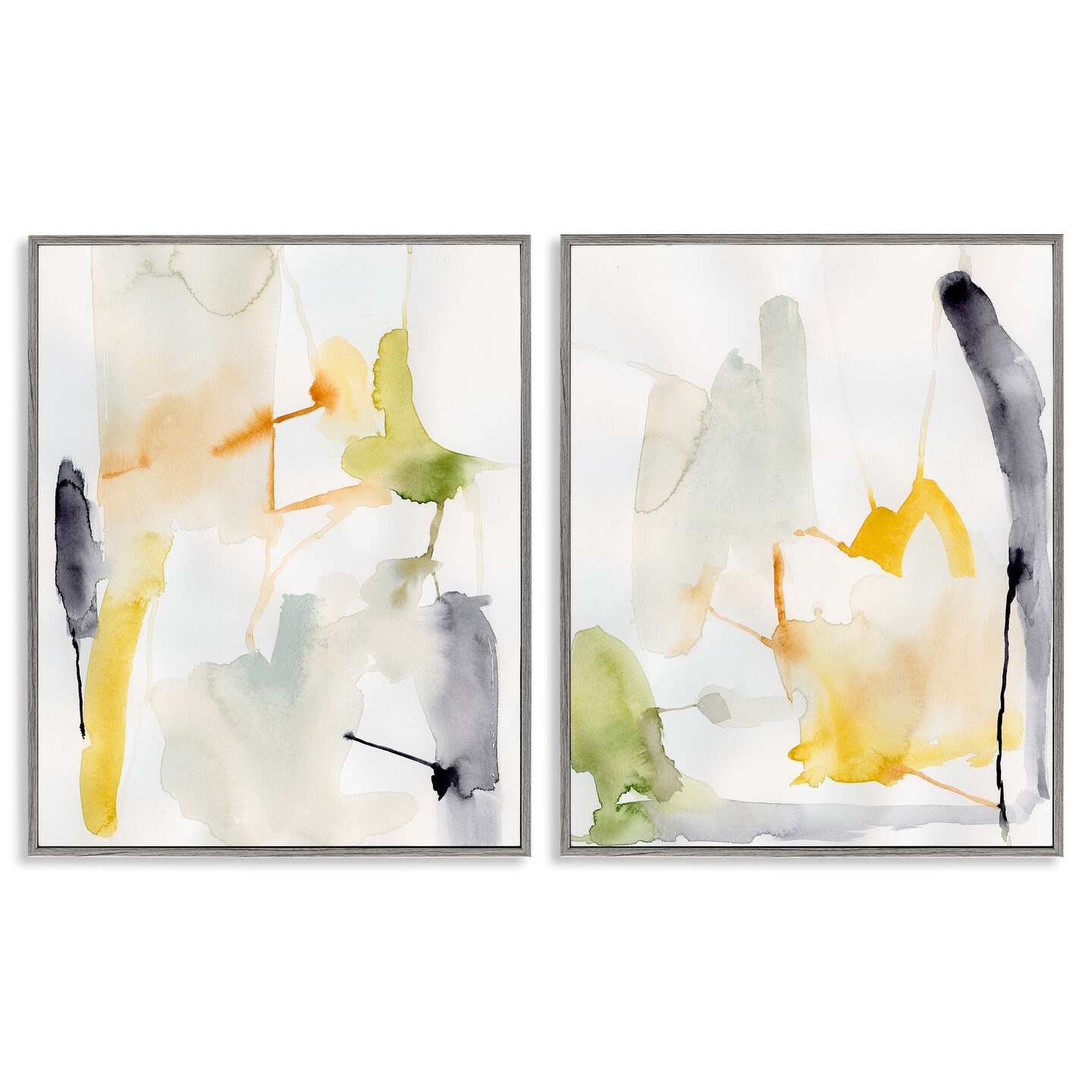 Stupell Industries Watercolor Paint Drips 2pc Framed Giclee Wall Art Set Design by Victoria Barnes