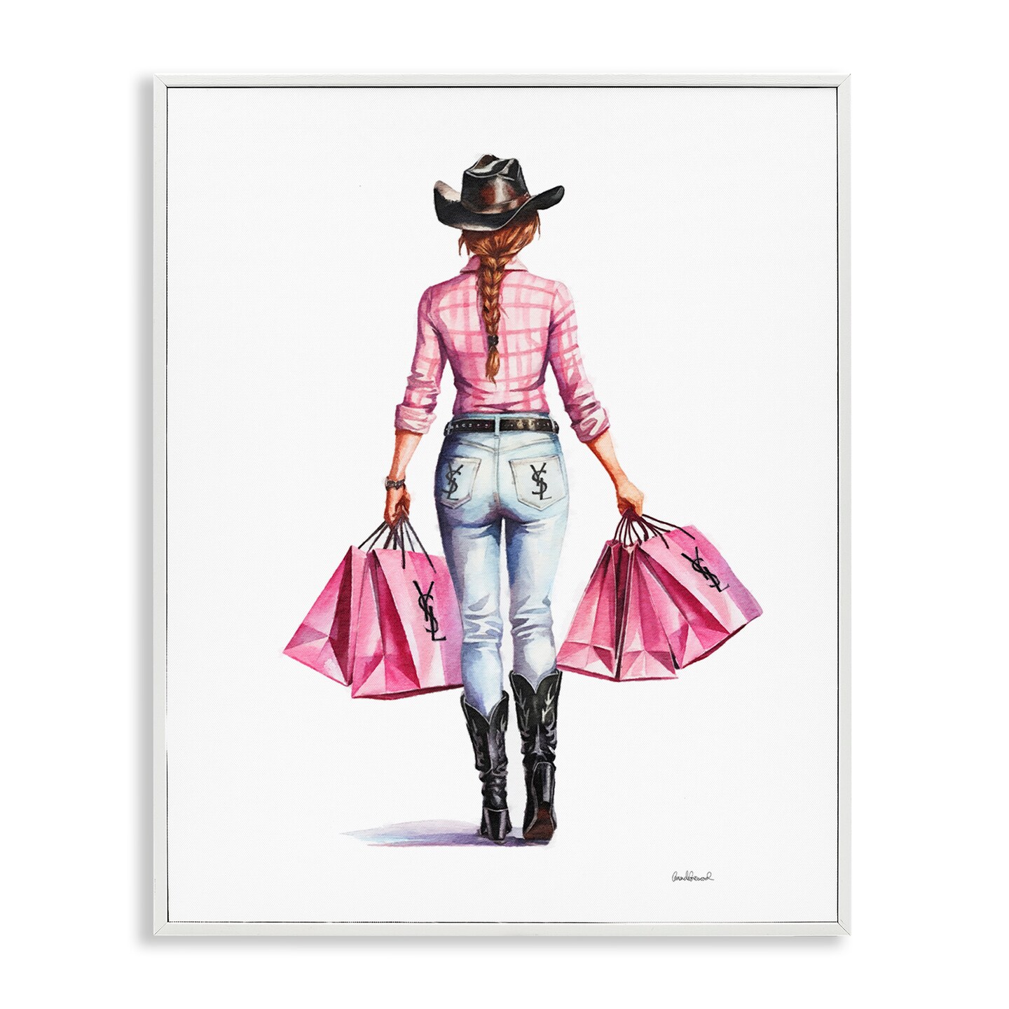 Stupell Industries Modern Chic Country Cowgirl Framed Giclee Wall Art Design by Amanda Greenwood
