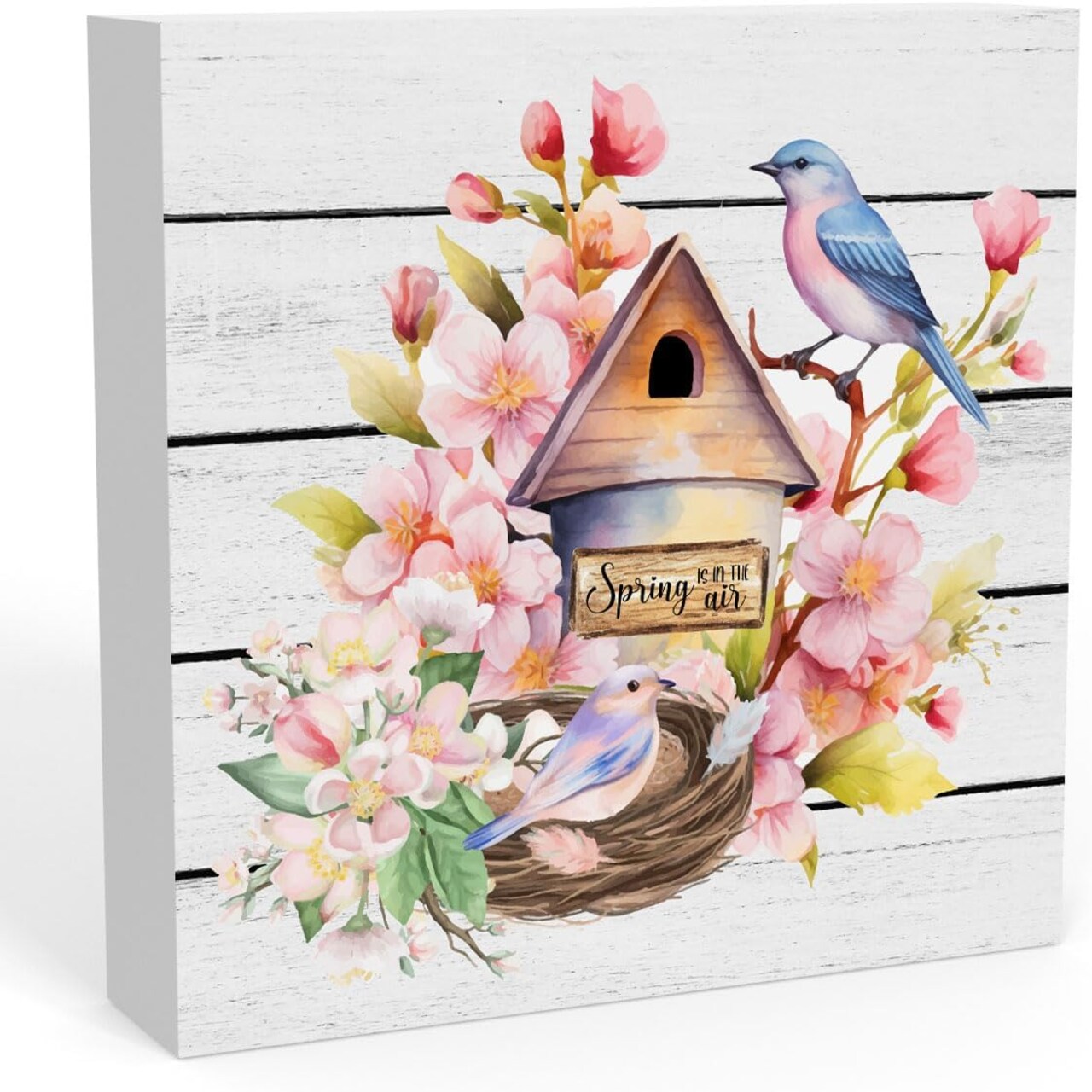 Cubical Spring Decor Rustic Farmhouse Spring Flowers Bird Country Home Office Desk Decor ...
