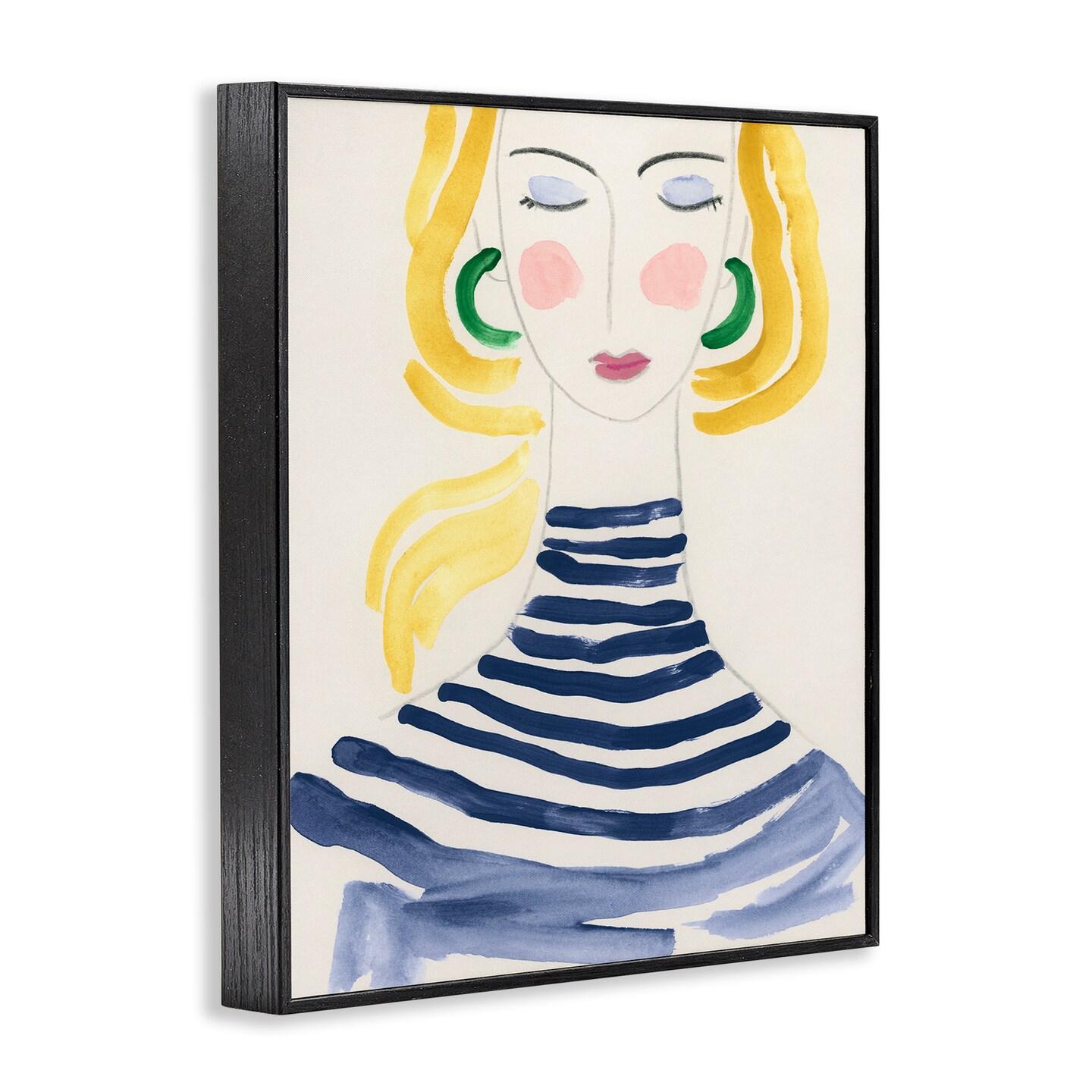 Stupell Industries Woman in Stripes Framed Giclee Wall Art Design by June Erica Vess