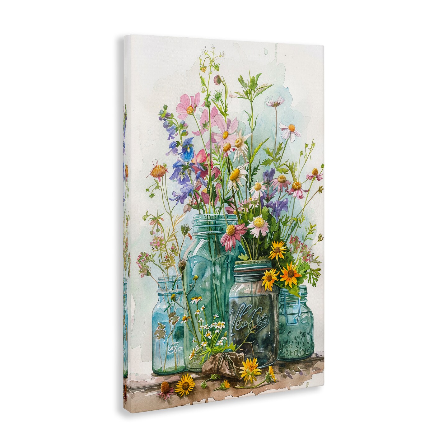 Stupell Industries Bright Garden Blooms Jars Canvas Wall Art Design by Franklyn Gregory