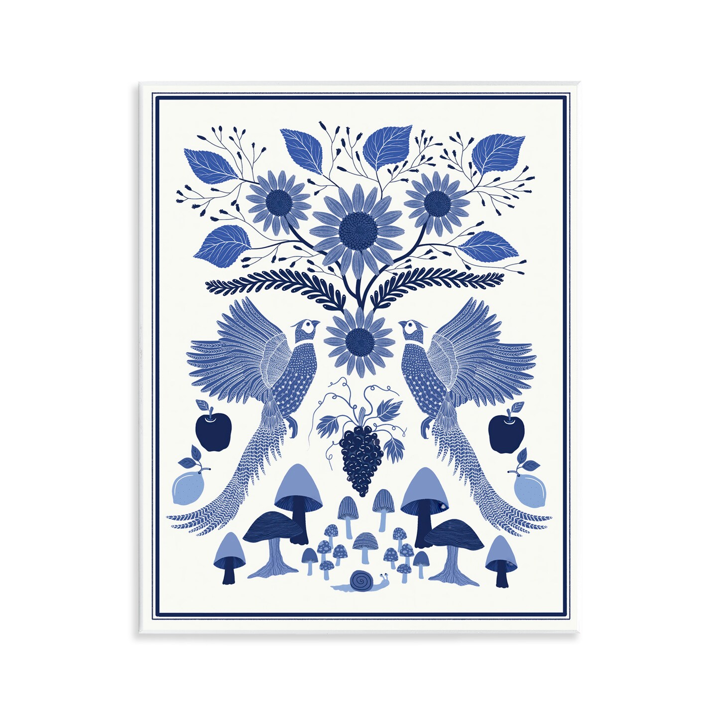 Stupell Industries Woodland Blue Folk Pattern Wall Plaque Art Design by Darlene Seale