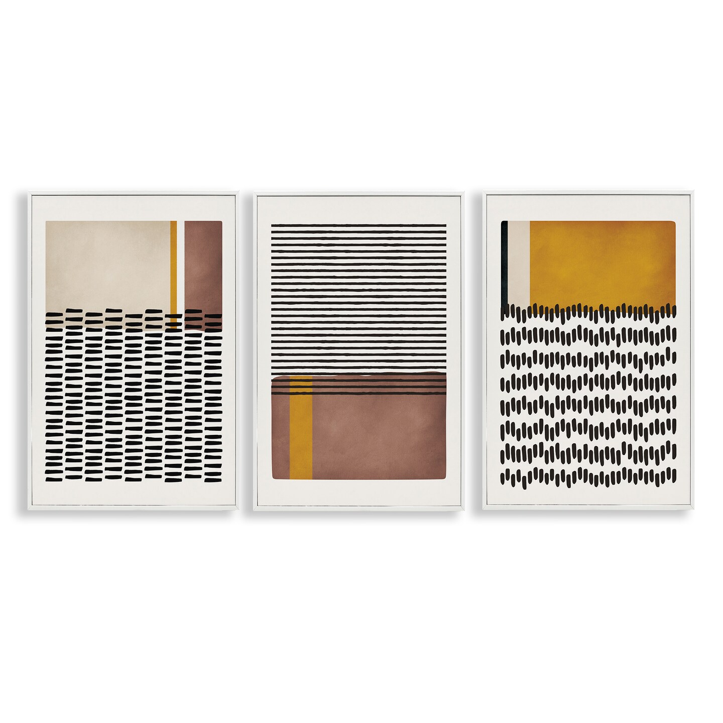 Stupell Industries Natural Lines Pattern Abstract 3pc Framed Giclee Wall Art Set Design by JJ Design House, LLC.