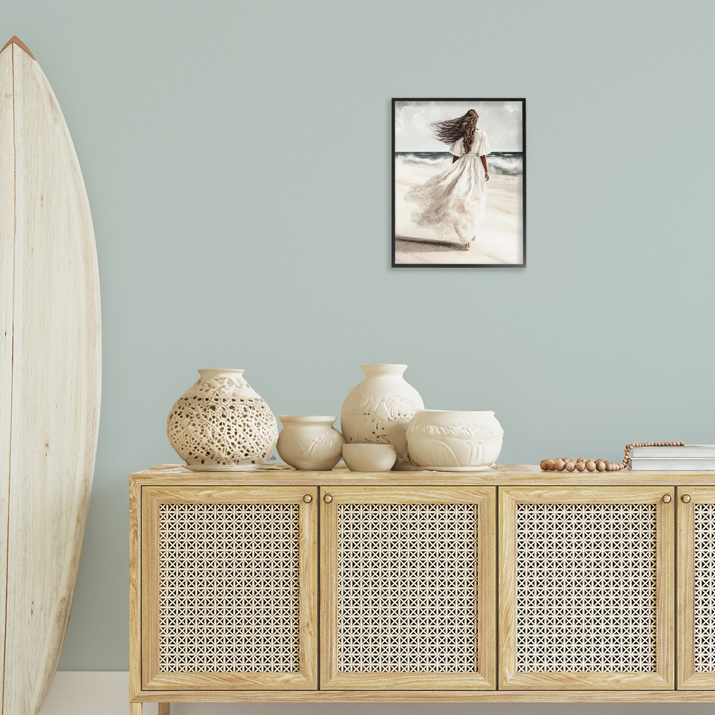 Stupell Industries Beach Stroll Sea Spray Framed Giclee Wall Art Design by Incado