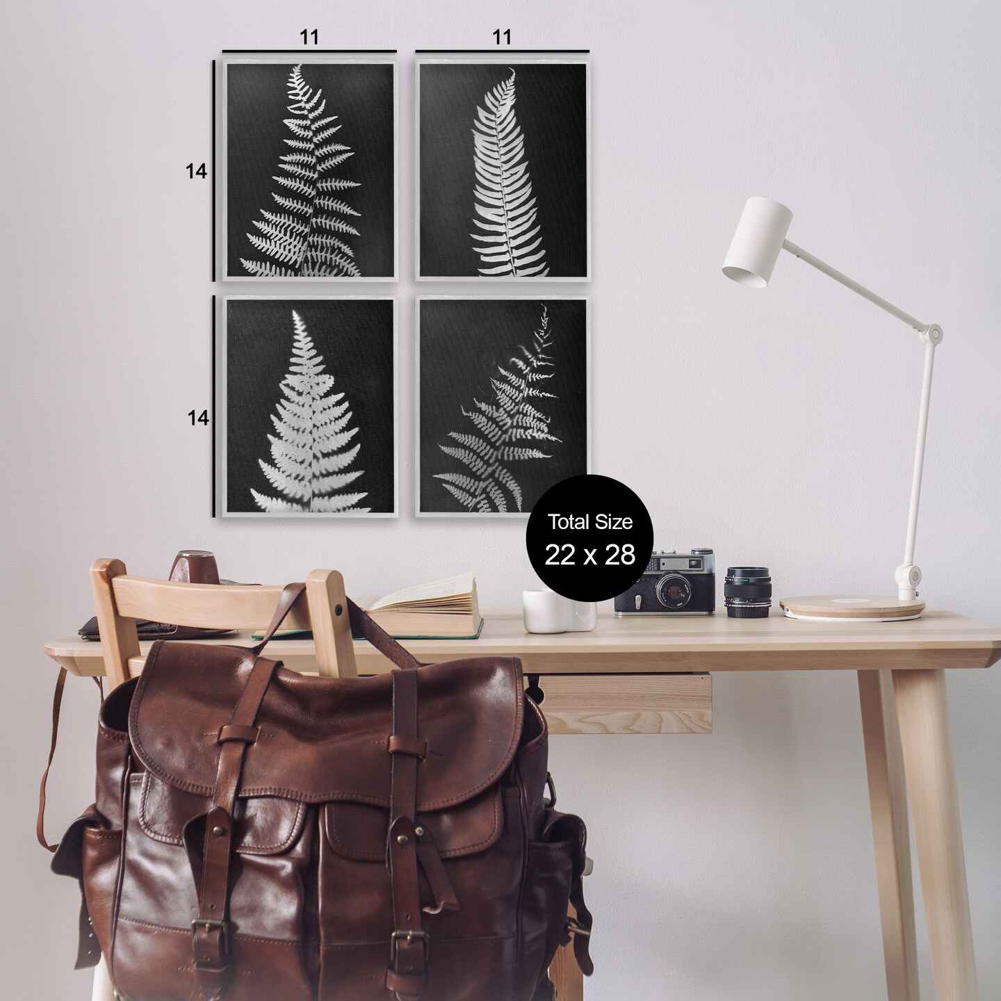 Stupell Industries Monochrome Fern Impressions 4pc Framed Giclee Wall Art Set Design by Connie Resch