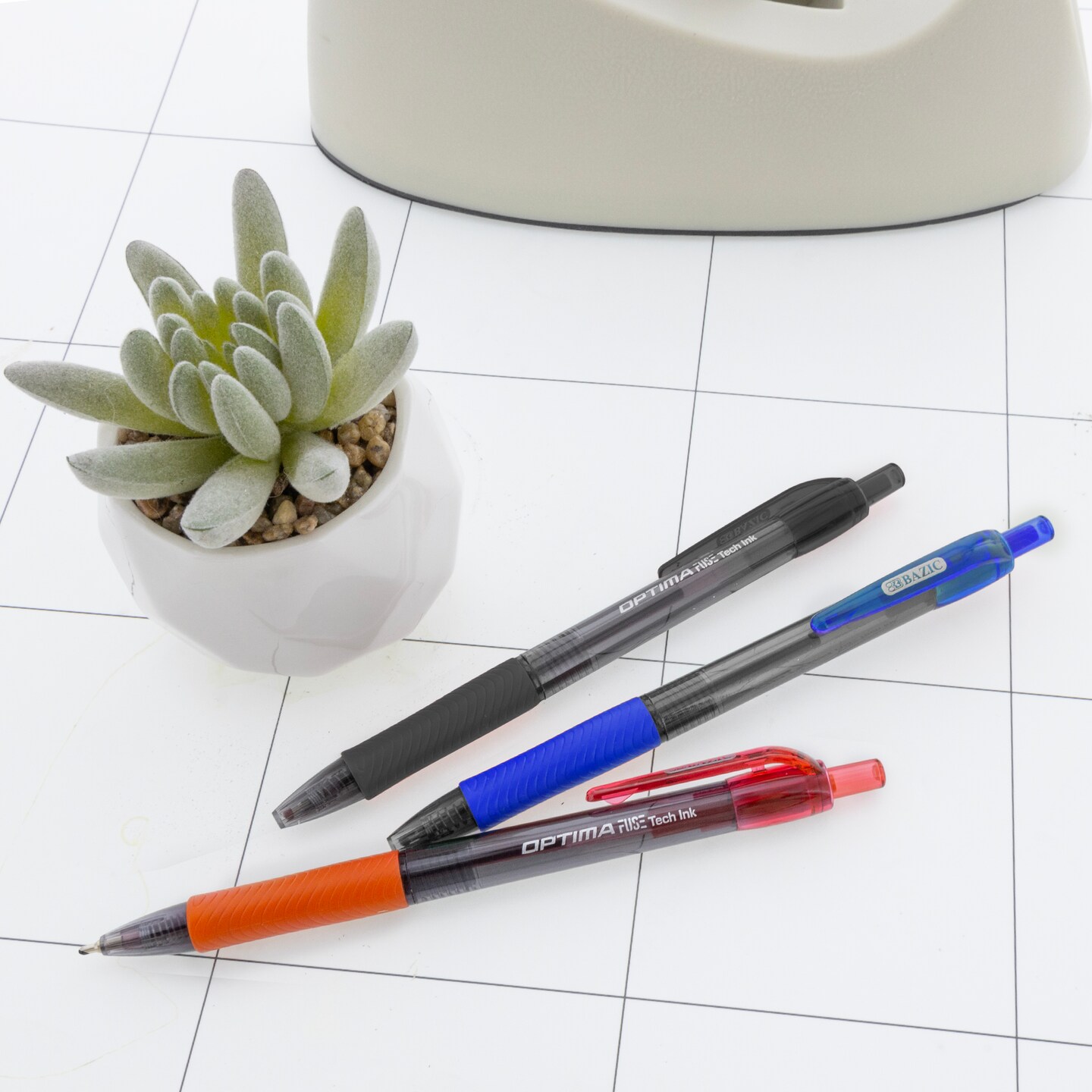 BAZIC Optima Retractable Assorted Color Oil-Gel Ink (3/Pack)