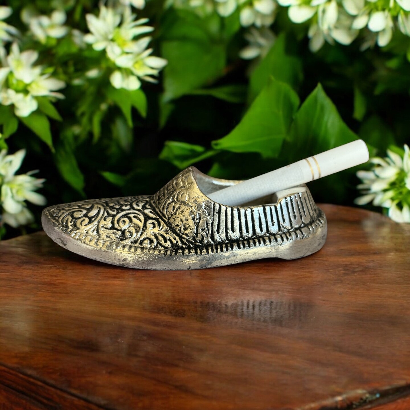 Ashtray German Silver Shoe Shape Ash Tray Tabletop Cigarette Ashtrays for Outdoor, Indoor, Home, Office, and Restaurant Use - Patio Desktop Decor Cigar Ash Holder Gift for Smokers Men Women