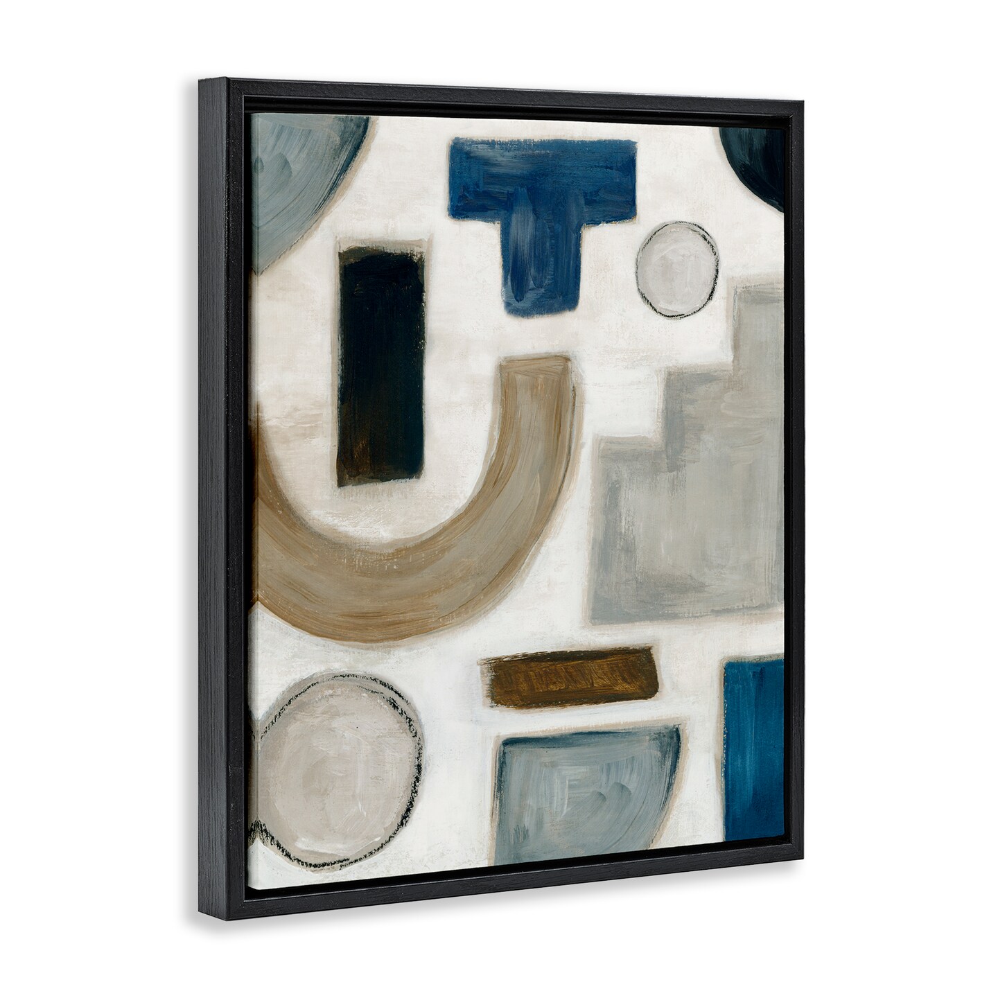 Stupell Industries Natural Tone Shapes Floater Framed Canvas Wall Art Design by Emma Peal