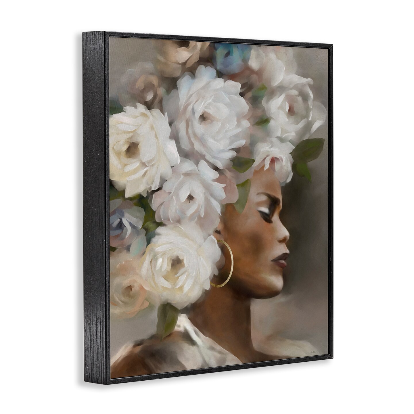 Stupell Industries Woman with Floral Headdress Framed Giclee Wall Art Design by Carol Robinson