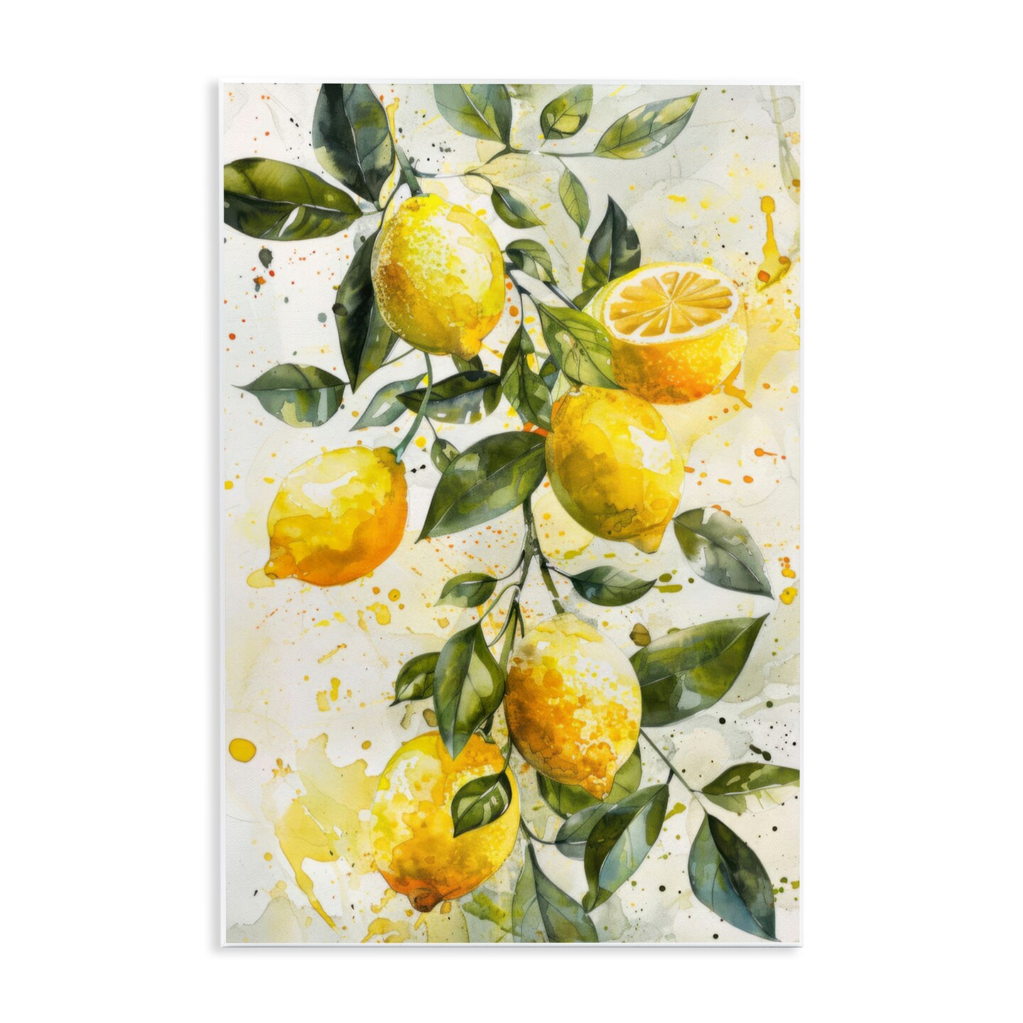 Stupell Industries Lemon Watercolor Splashes Wall Plaque Art Design by LSR Design Studio