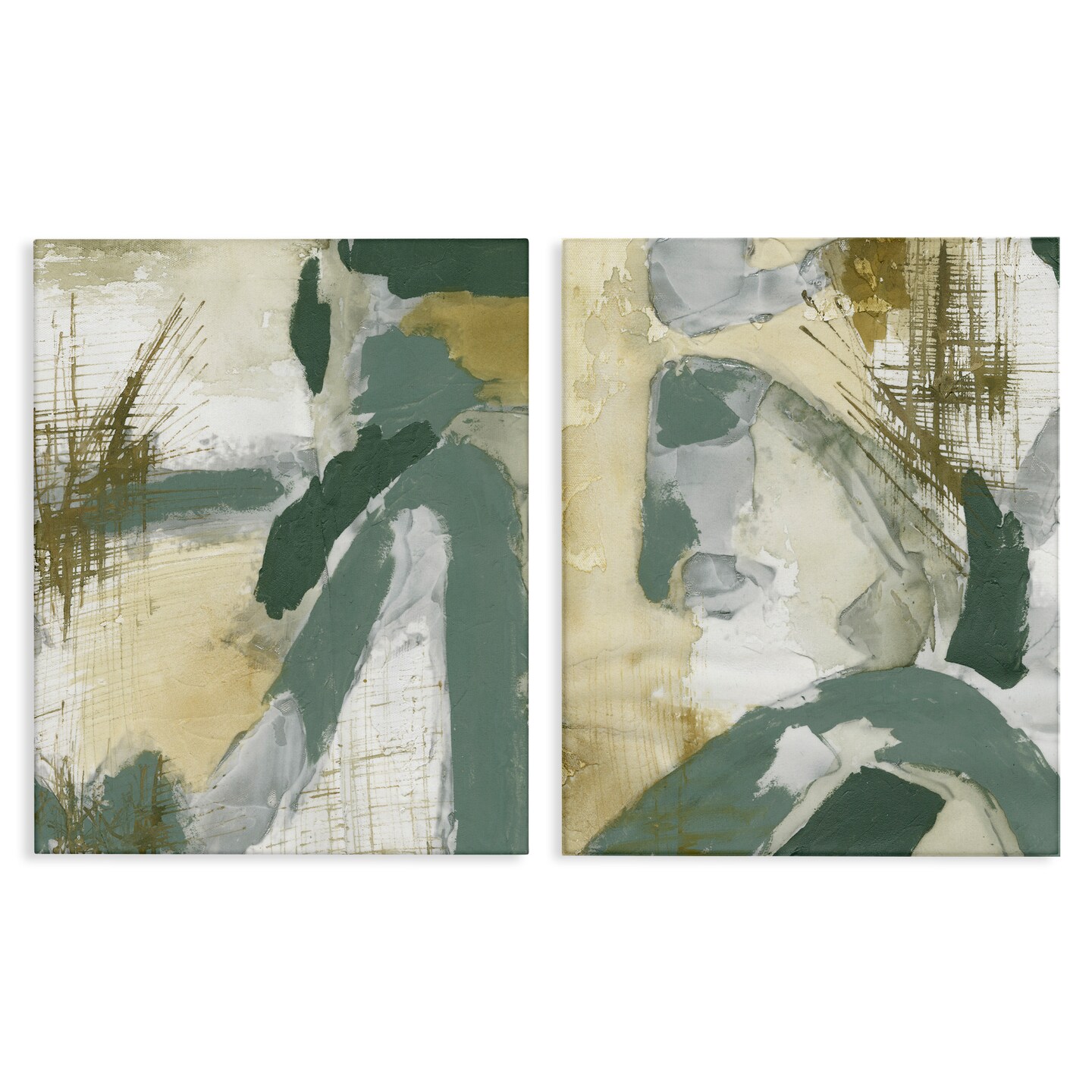 Stupell Industries Rustic Abstraction in Neutrals 2pc Canvas Wall Art Set Design by Vanna Lam