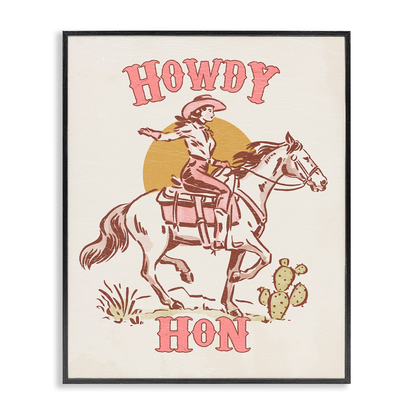 Stupell Industries Howdy Hon Cowgirl Framed Giclee Wall Art Design by Victoria Barnes 