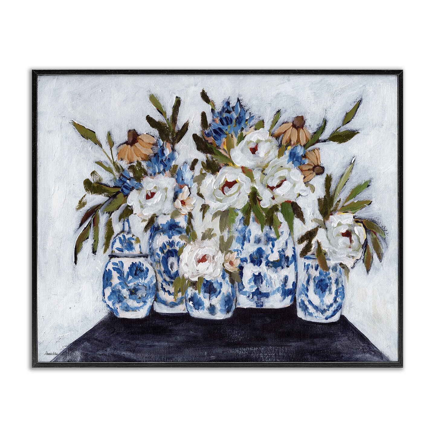 Stupell Industries Ornate Flower Pots Still Life Framed Giclee Wall Art Design by Amanda Hilburn
