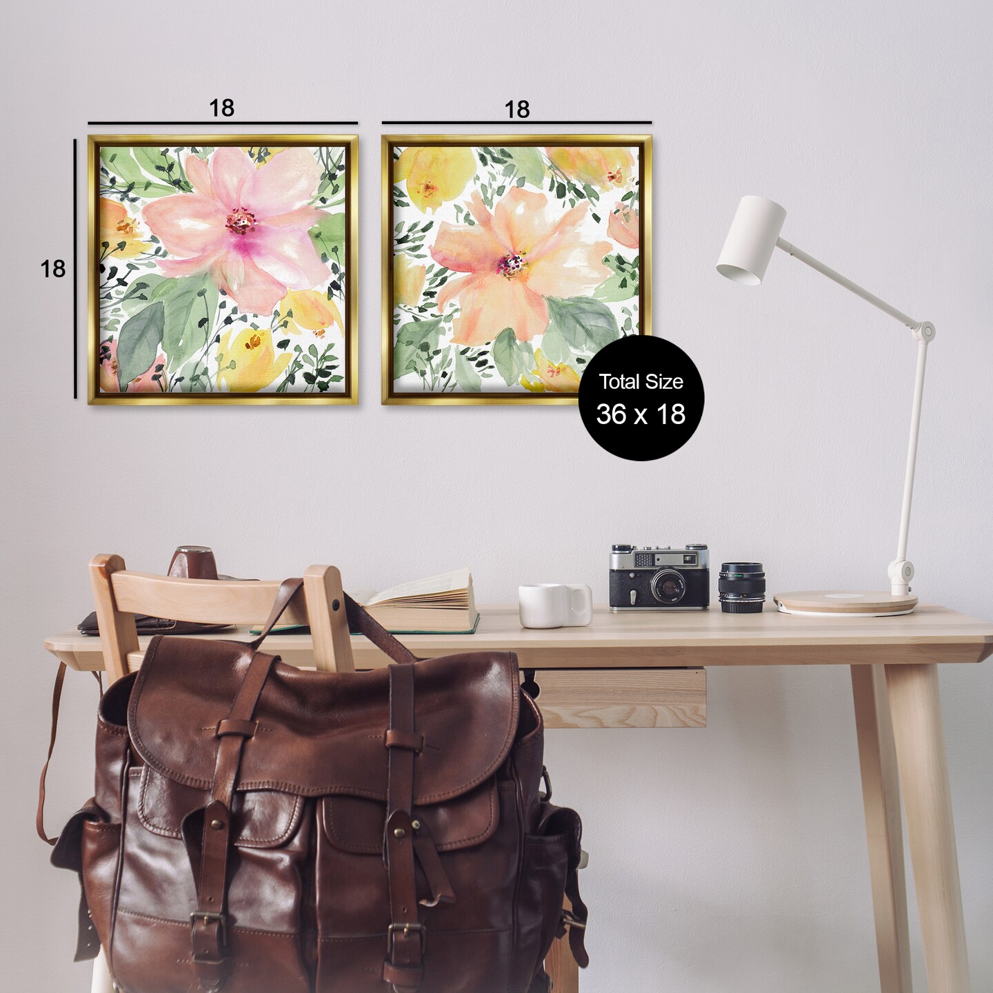 Stupell Industries Large Pink and Coral Bloom 2pc Floater Framed Canvas Wall Art Set Design by Lanie Loreth