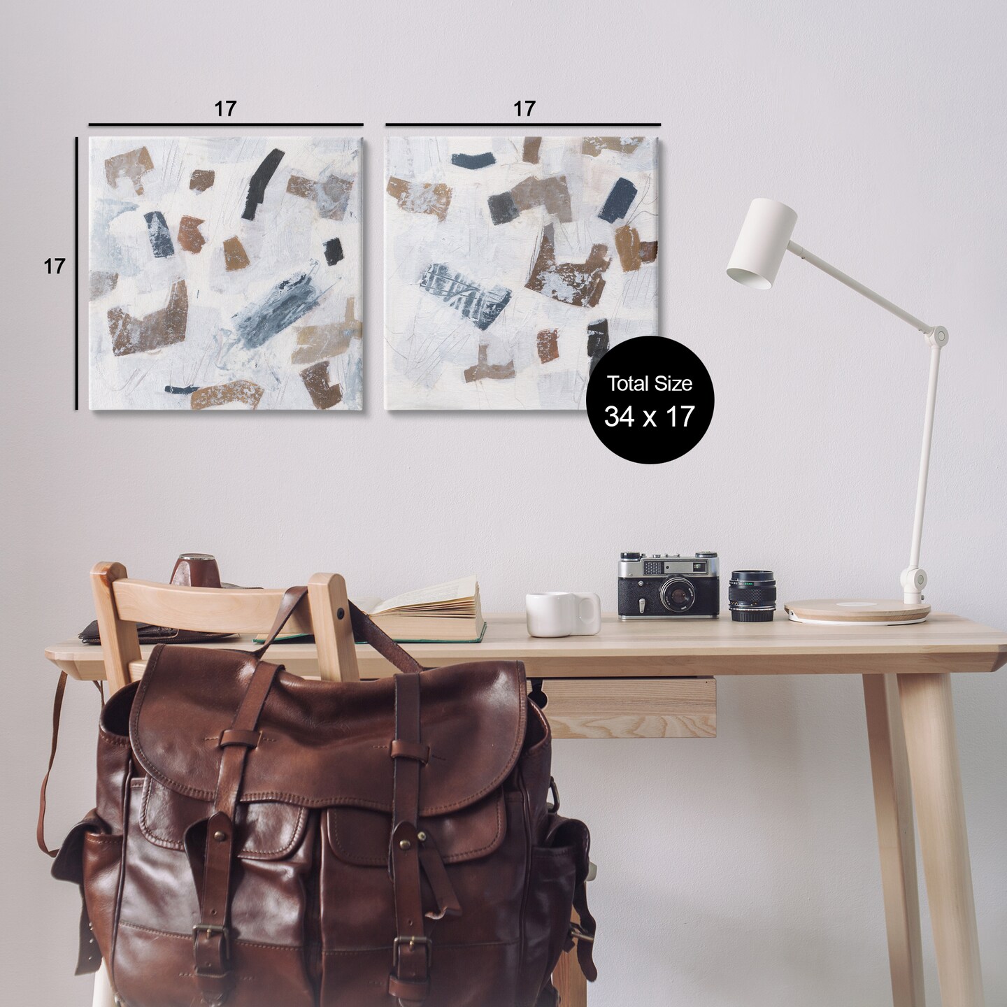 Stupell Industries Scattered Neutral Shapes 2pc Canvas Wall Art Set Design by Melissa Wang