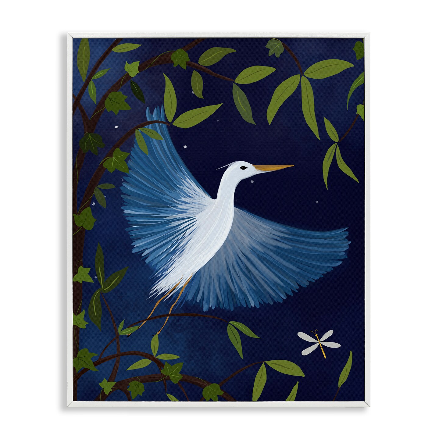 Stupell Industries Heron in Night Forest Framed Giclee Wall Art Design by Michelle Ingari Designs