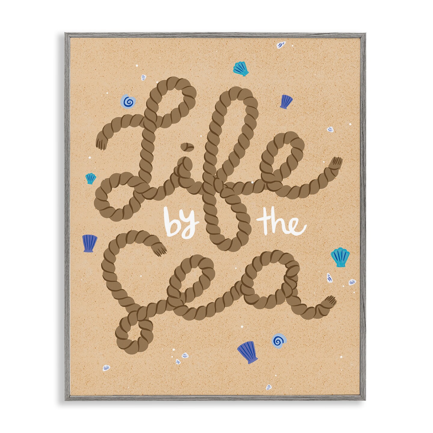 Stupell Industries Life By Sea Nautical Rope Framed Giclee Wall Art Design by Deborah Curiel