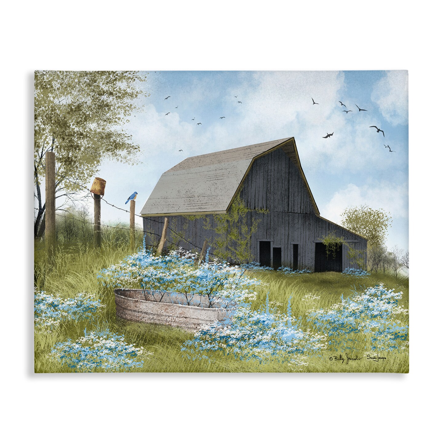 Stupell Industries Blue Floral Country Garden Canvas Wall Art Design by Billy Jacobs