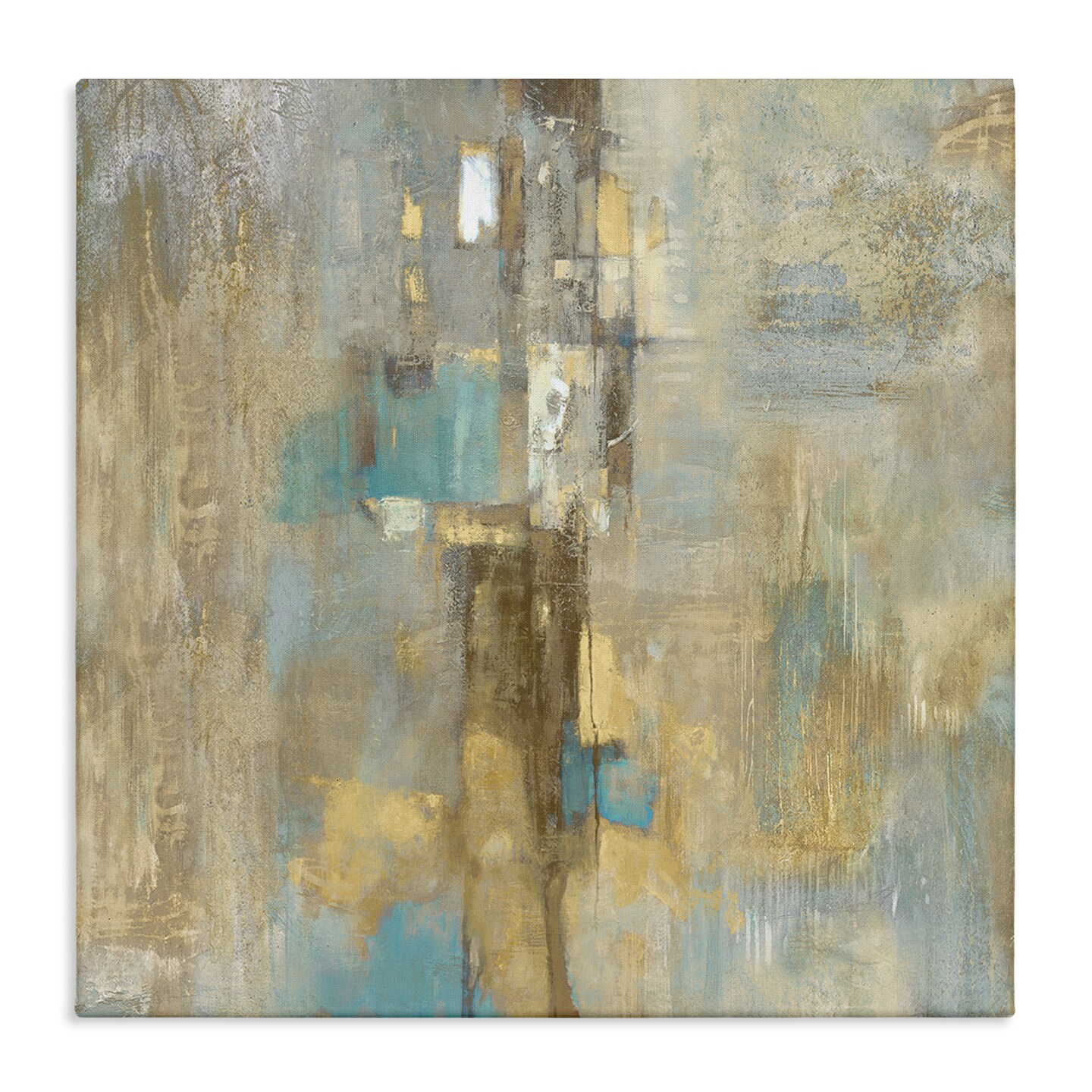 Stupell Industries Gold Abstract with Blue Canvas Wall Art Design by Justin Turner