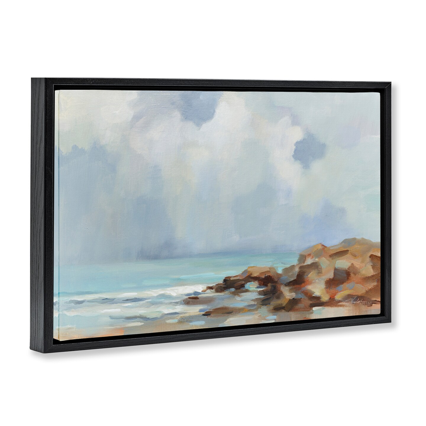 Stupell Industries Morning at Stone Beach Floater Framed Canvas Wall Art Design by Silvia Vassileva