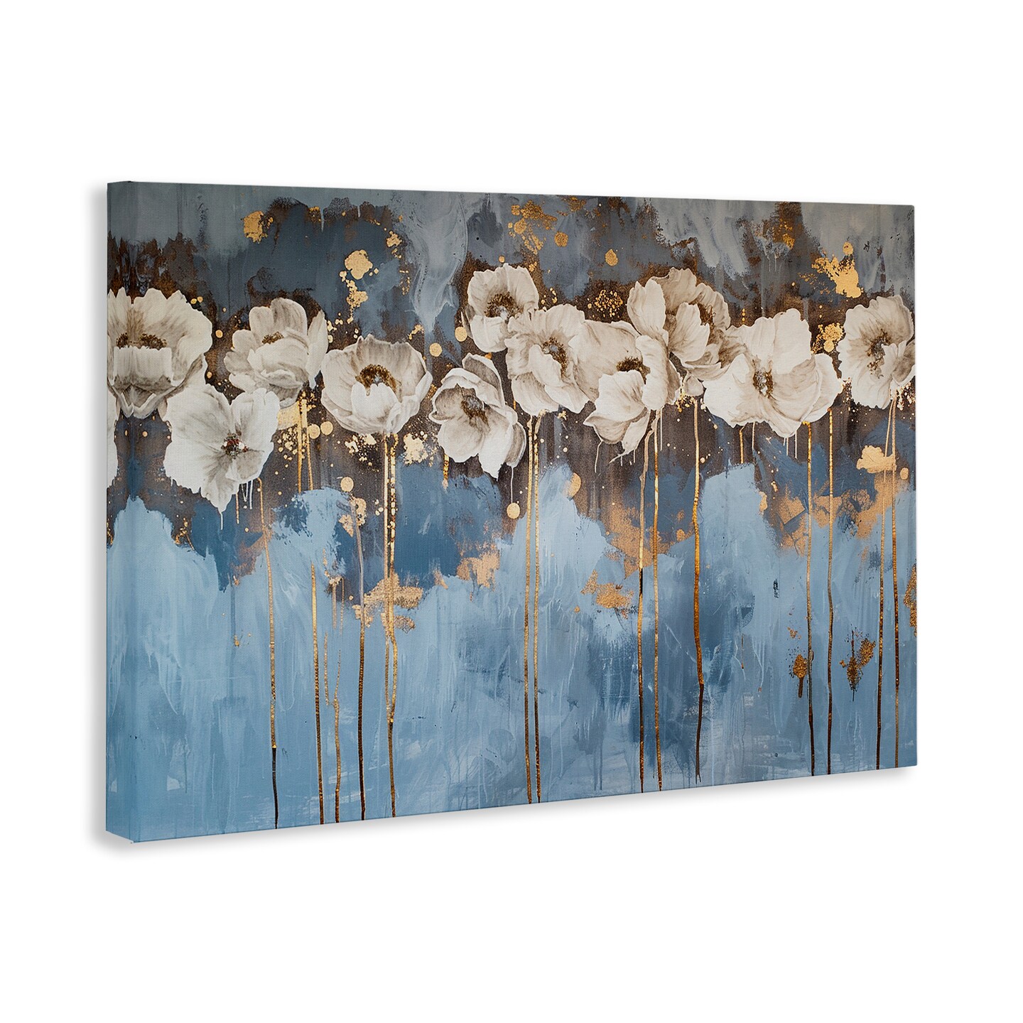 Stupell Industries Gold Drip Peonies Canvas Wall Art Design by LSR Design Studio