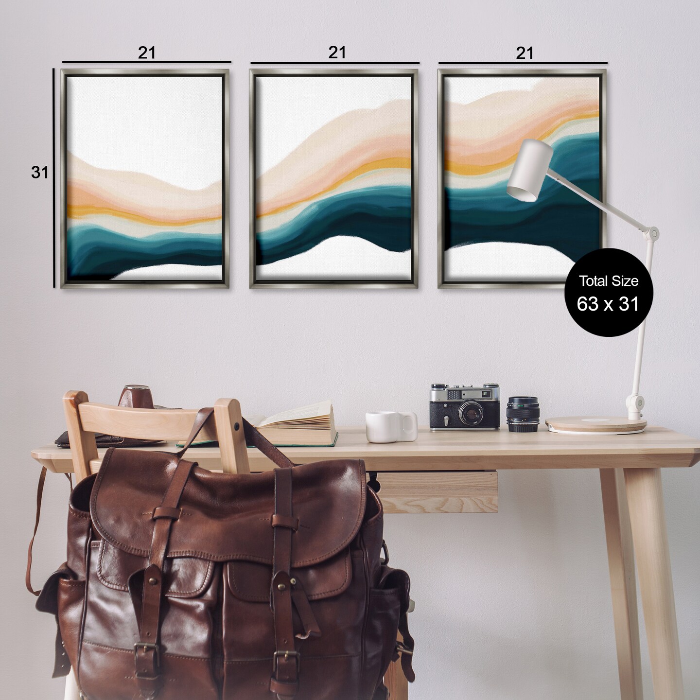 Stupell Industries Fluid Peach Swirl 3pc Floater Framed Canvas Wall Art Set Design by JJ Design House, LLC.