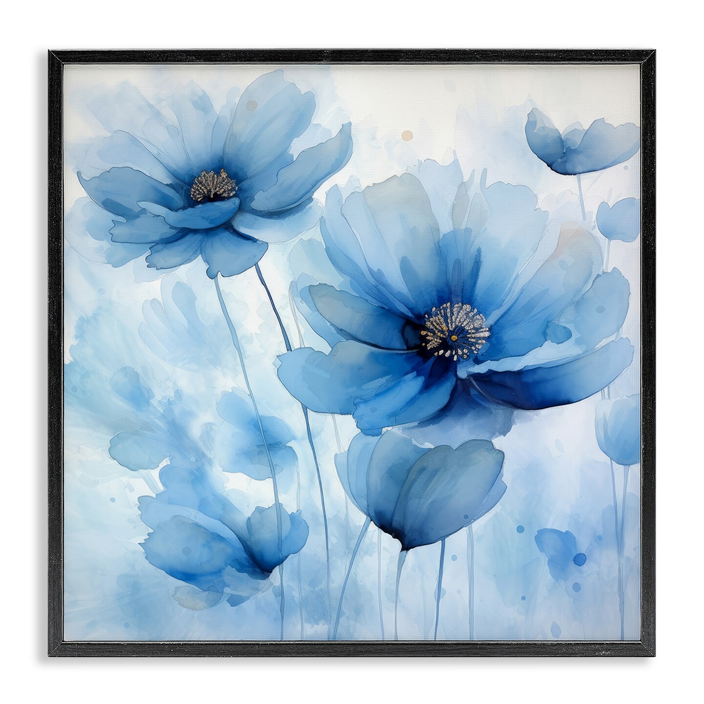 Stupell Industries Mystical Blue Poppies Framed Giclee Wall Art Design by Irena Orlov