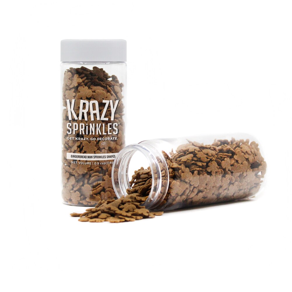 Krazy Sprinkles - Gingerbread Man (1/2 Cup, 1x Jar) for Cakes, Ice Cream & Cookies
