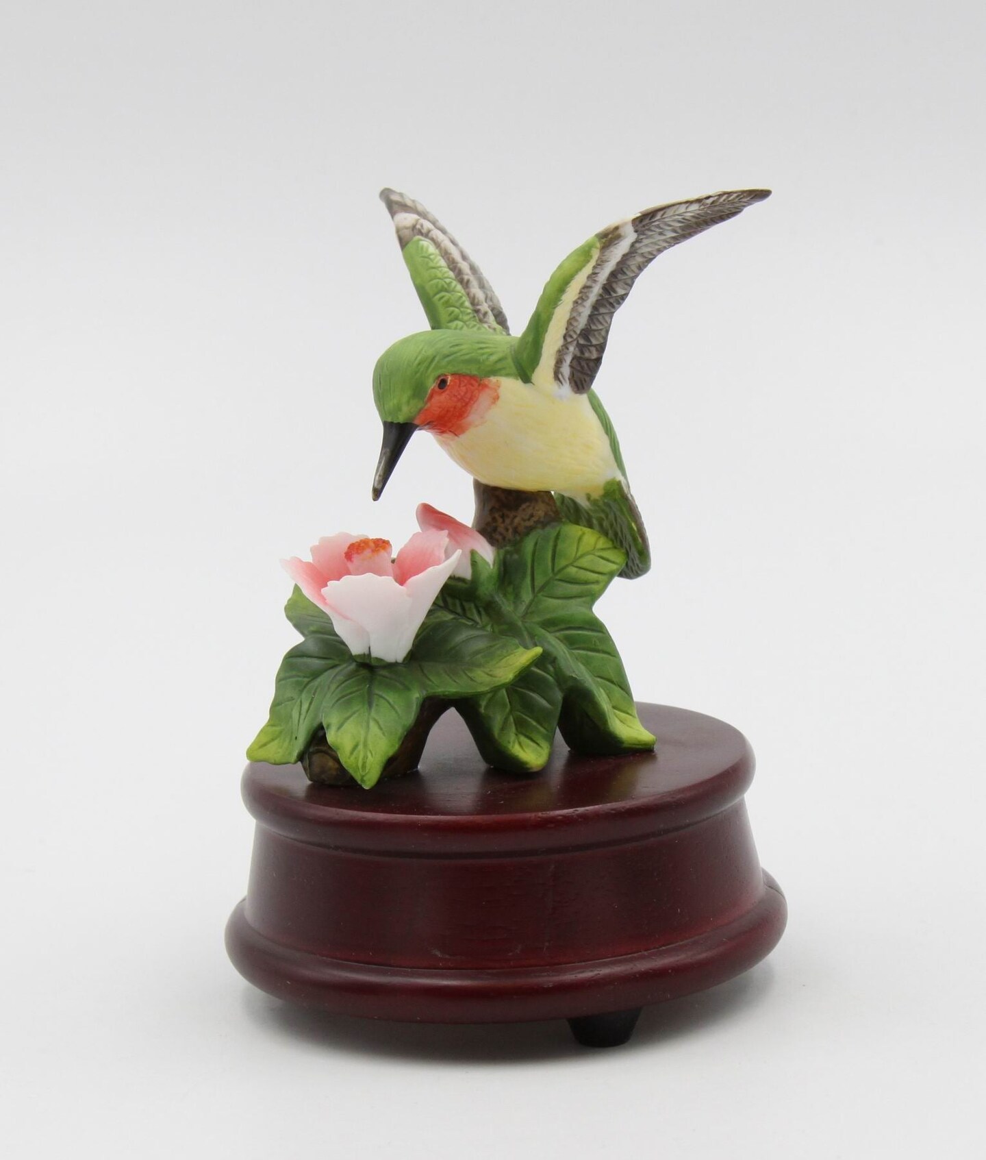 Ceramic Hummingbird Figurine on Wood Base, Home D&#xE9;cor, Gift for Her, Gift for Mom, Birdwatcher, Spring Decor