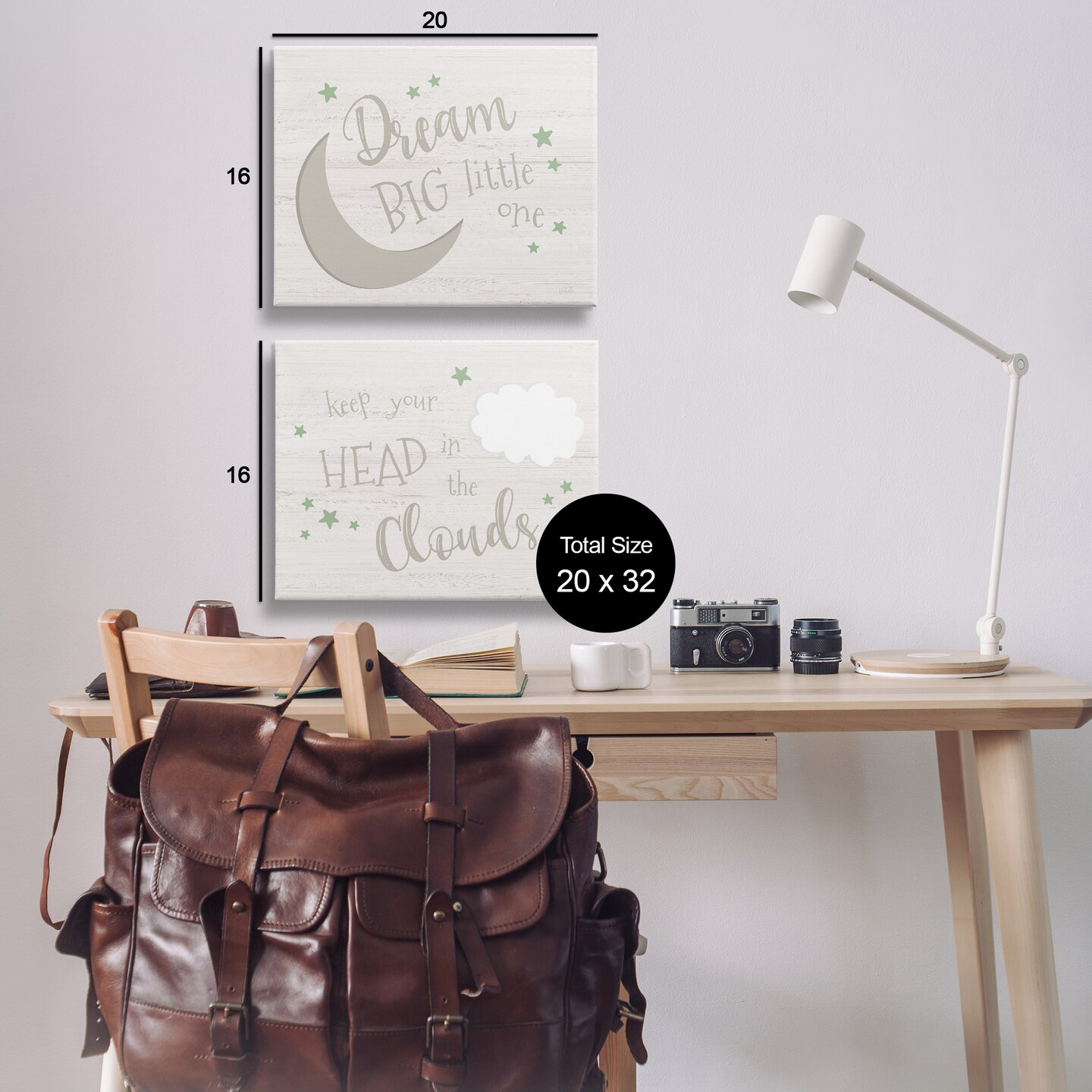 Stupell Industries Nursery Dreams Quotes 2pc Canvas Wall Art Set Design by Natalie Carpentieri