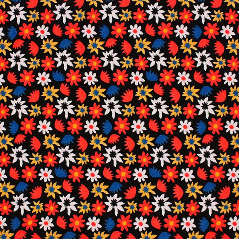 Pop Art Flowers Printed Spandex Fabric