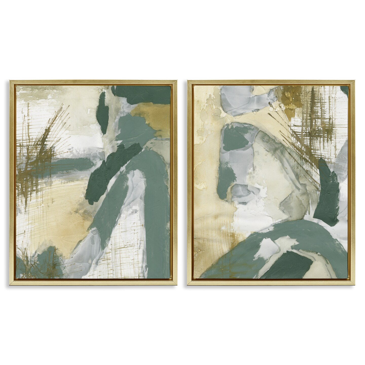 Stupell Industries Rustic Abstraction in Neutrals 2pc Floater Framed Canvas Wall Art Set Design by Vanna Lam