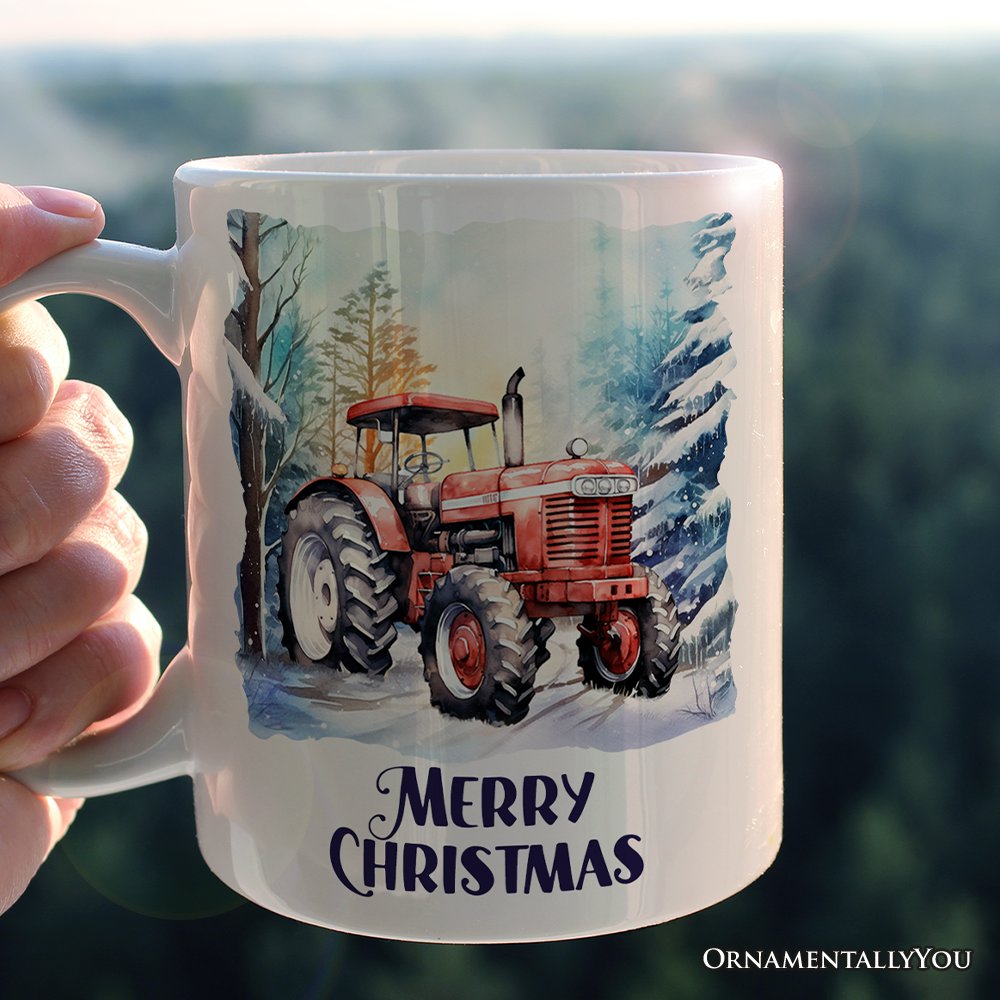 Vintage Tractor Mug, Pristine Snowy Serenity Christmas Gift