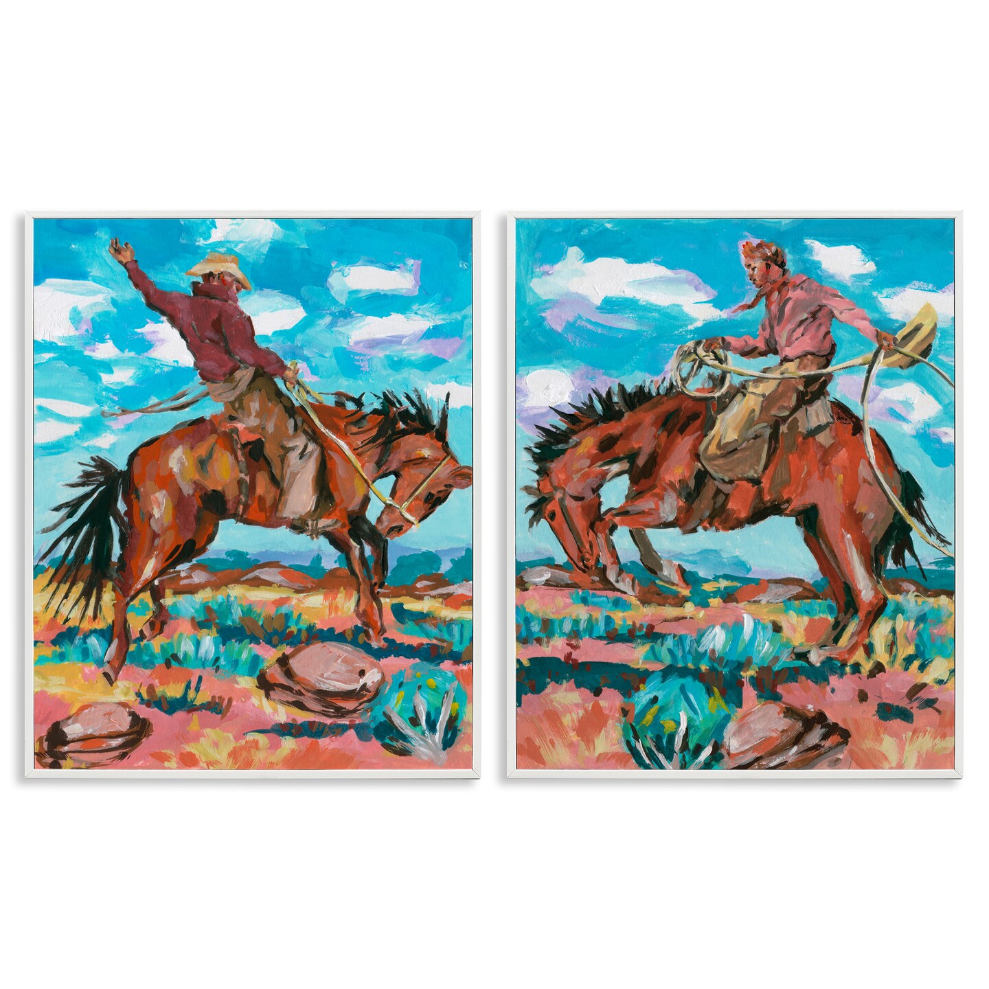 Stupell Industries Rustic Cowboys in Desert 2pc Framed Giclee Wall Art Set Design by Melissa Wang