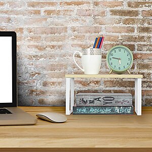 Cabinet Shelf Organizers, Kitchen Counter Shelf Set of 2,Bamboo Kitchen Pantry Organizer Storage Shelves