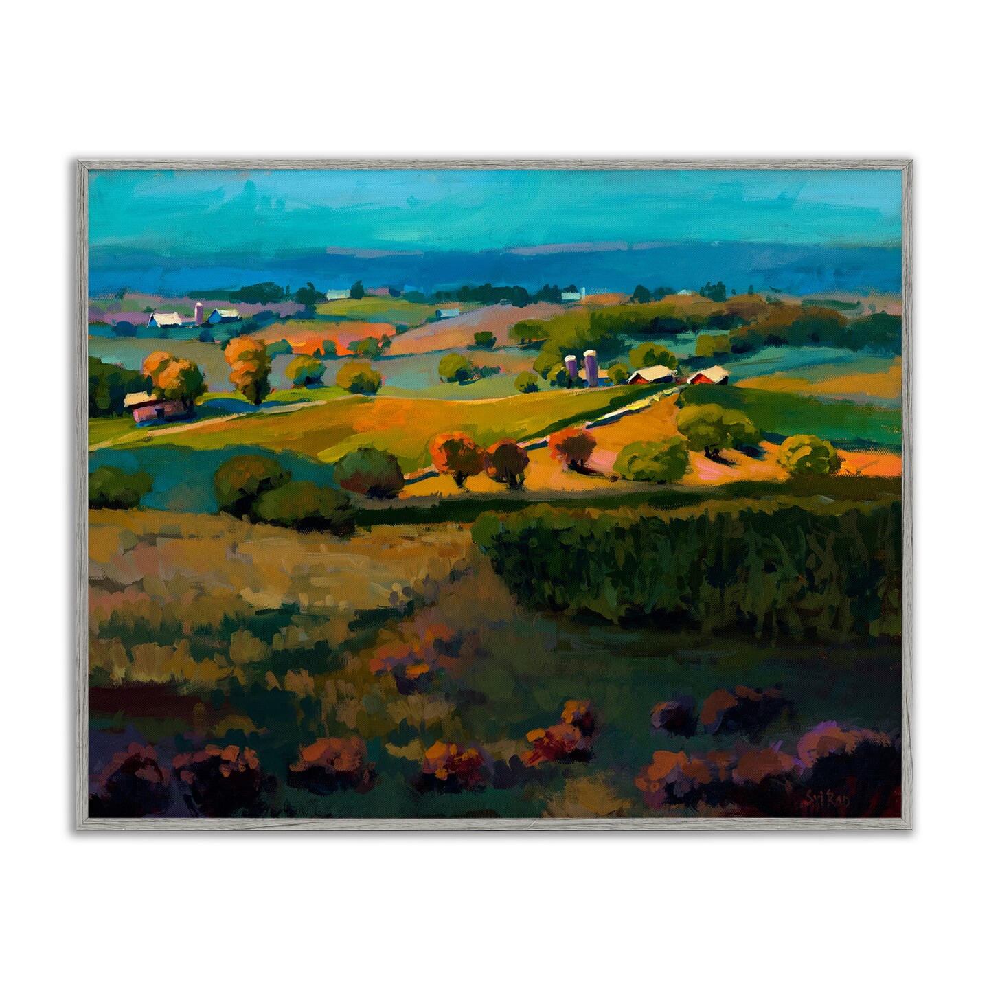 Stupell Industries Countryside Farms Landscape Framed Giclee Wall Art Design by Sri Rao