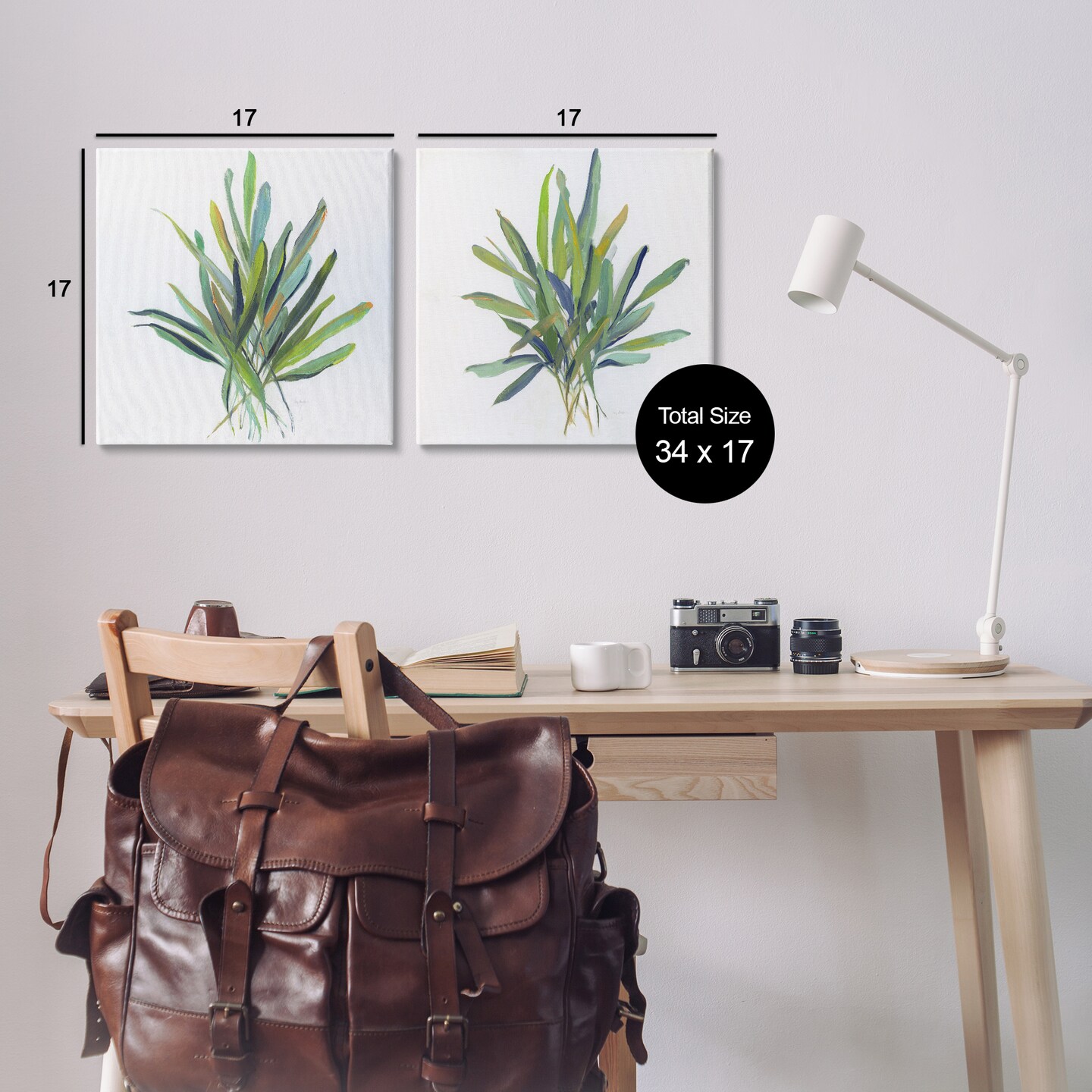 Stupell Industries Layered Plant Sprigs 2pc Canvas Wall Art Set Design by Sally Swatland