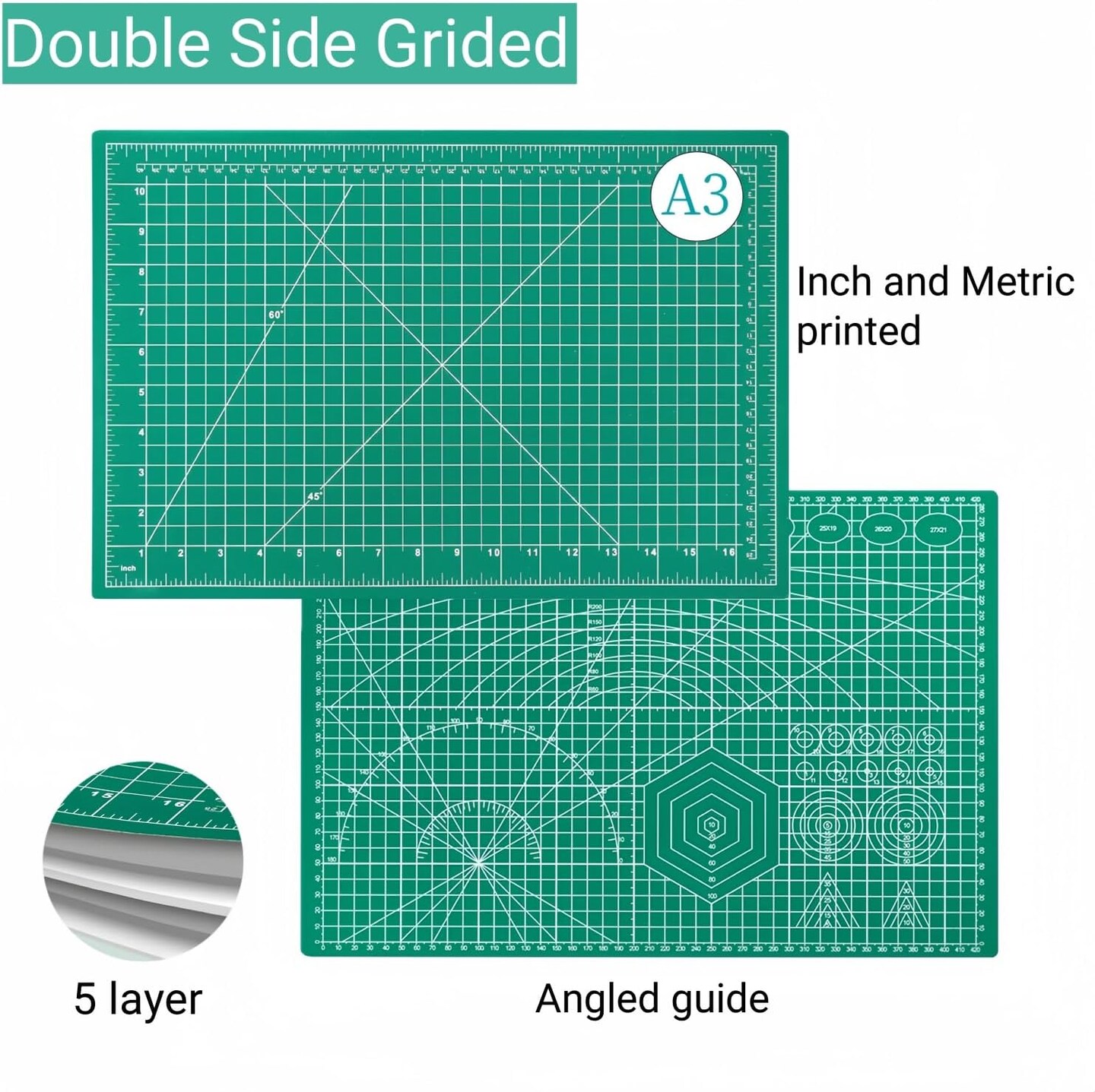 45mm Rotary Cutter and Mat Set, Fabric Cutter Wheel and 12x18 Inch Self Healing Sewing Cutting Mat, Fabric Rotary Cutter with 5pcs Rotary Blades for Quilting Patchworking Crafts, Turquoise