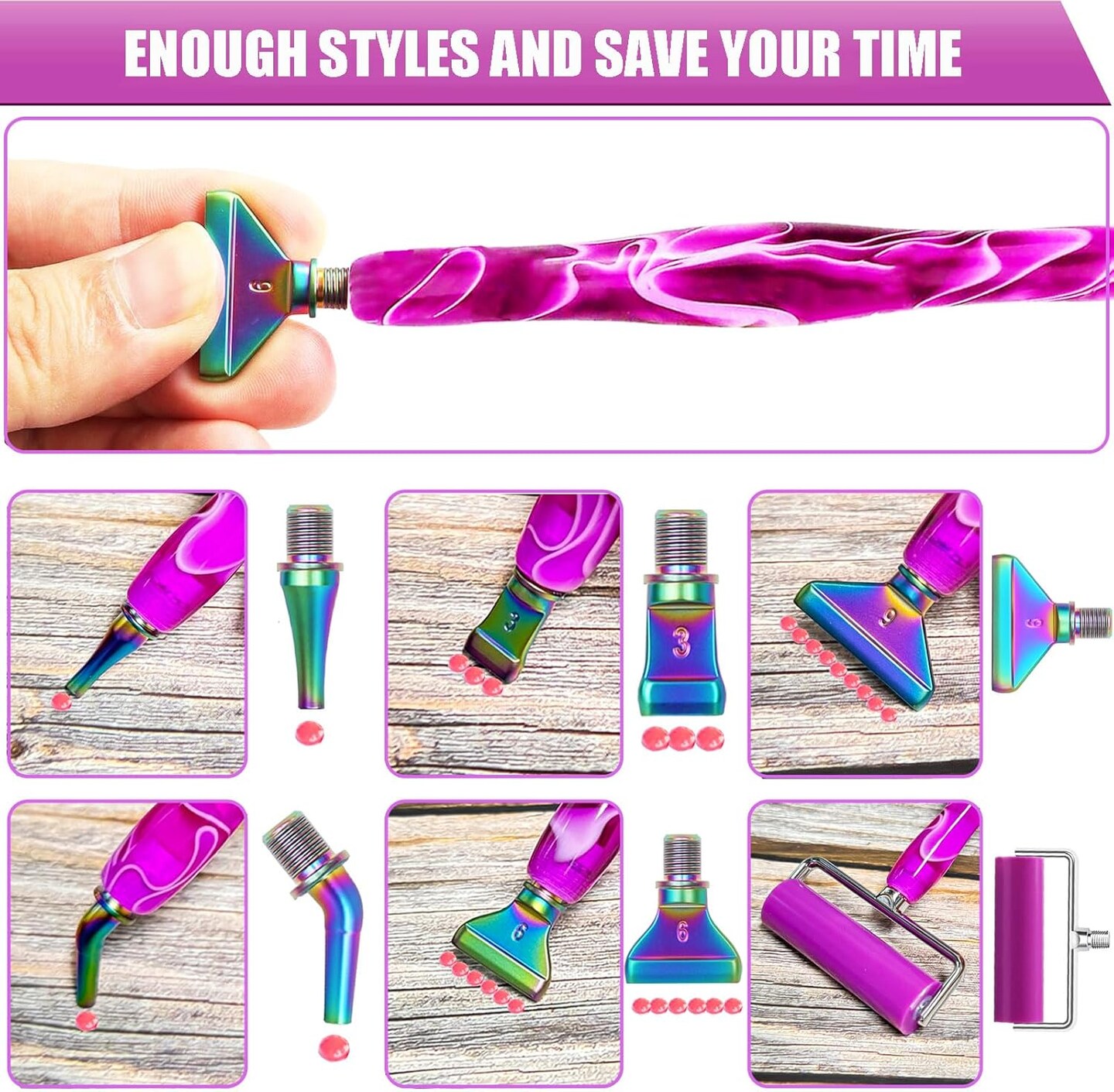 Diamond Art Pens Tools Diamond Painting Accessories Kits With Screw Metal Tip Roller Diamond Painting Pen Drill Bead Dot Pens For Art Craft Nail